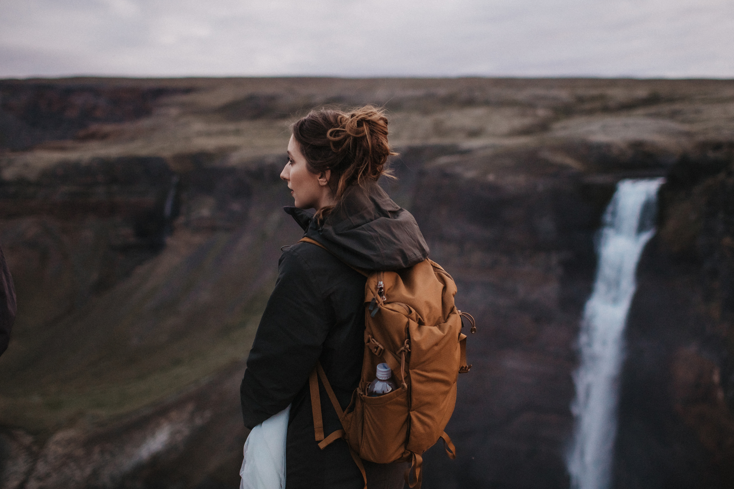 Midnight sun elopement at Haifoss in Iceland. Iceland elopement photo and video | Nikolaichik Photo