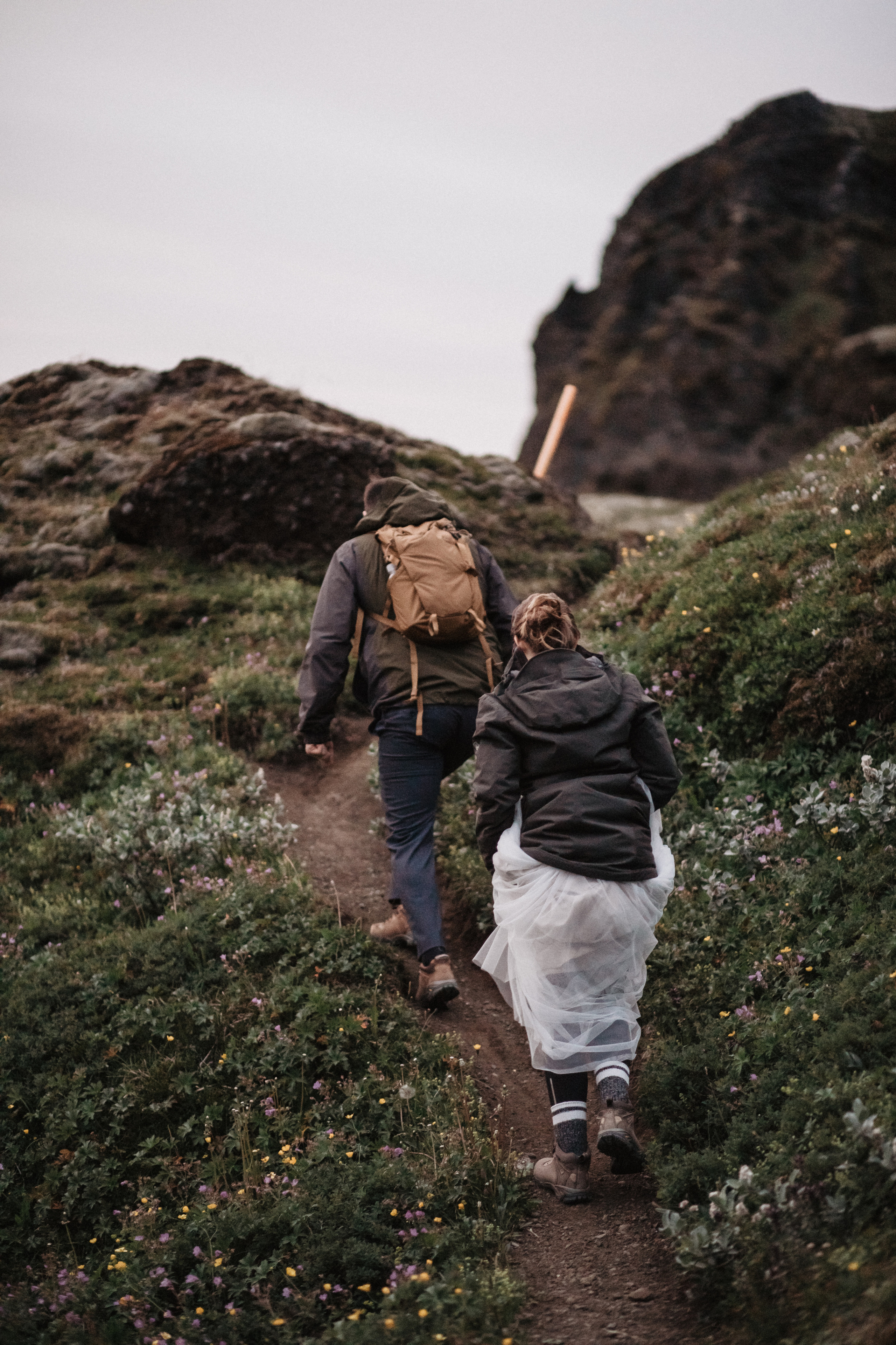 Midnight sun elopement at Haifoss in Iceland. Iceland elopement photo and video | Nikolaichik Photo