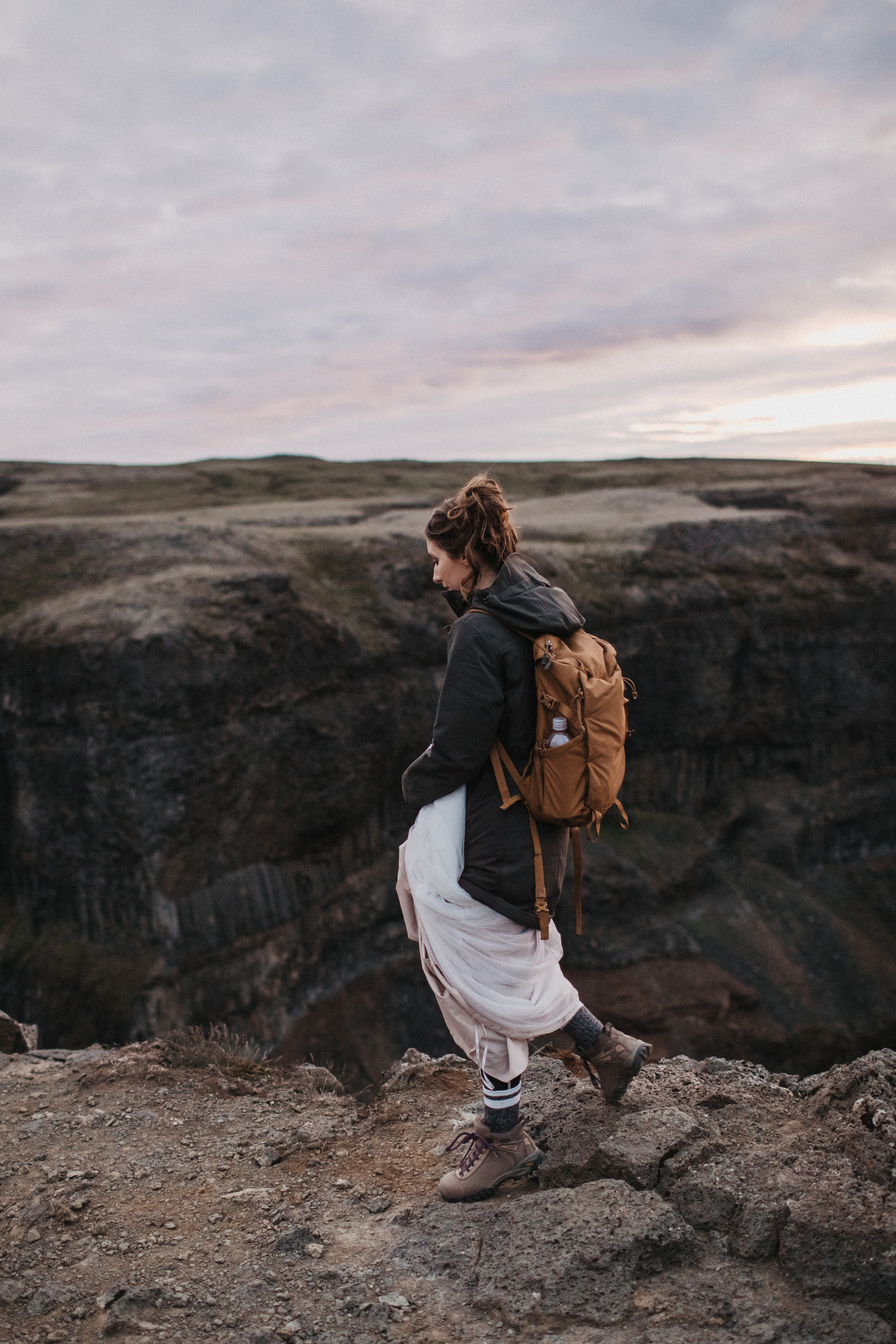 Midnight sun elopement at Haifoss in Iceland. Iceland elopement photo and video | Nikolaichik Photo