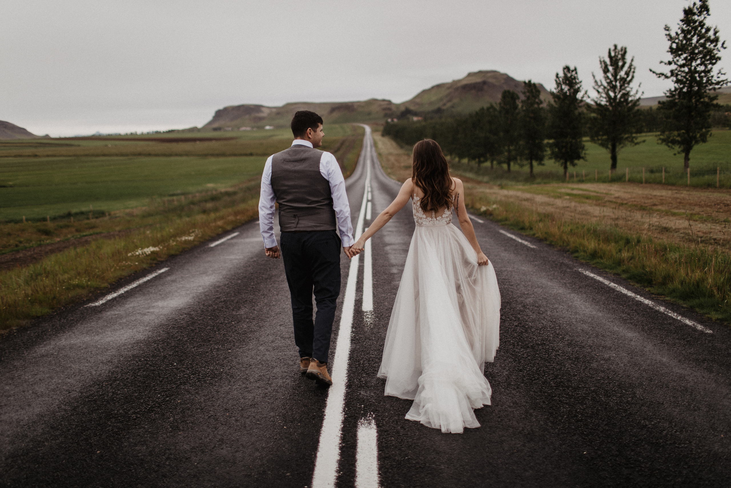 Midnight sun elopement at Haifoss in Iceland. Iceland elopement photo and video | Nikolaichik Photo
