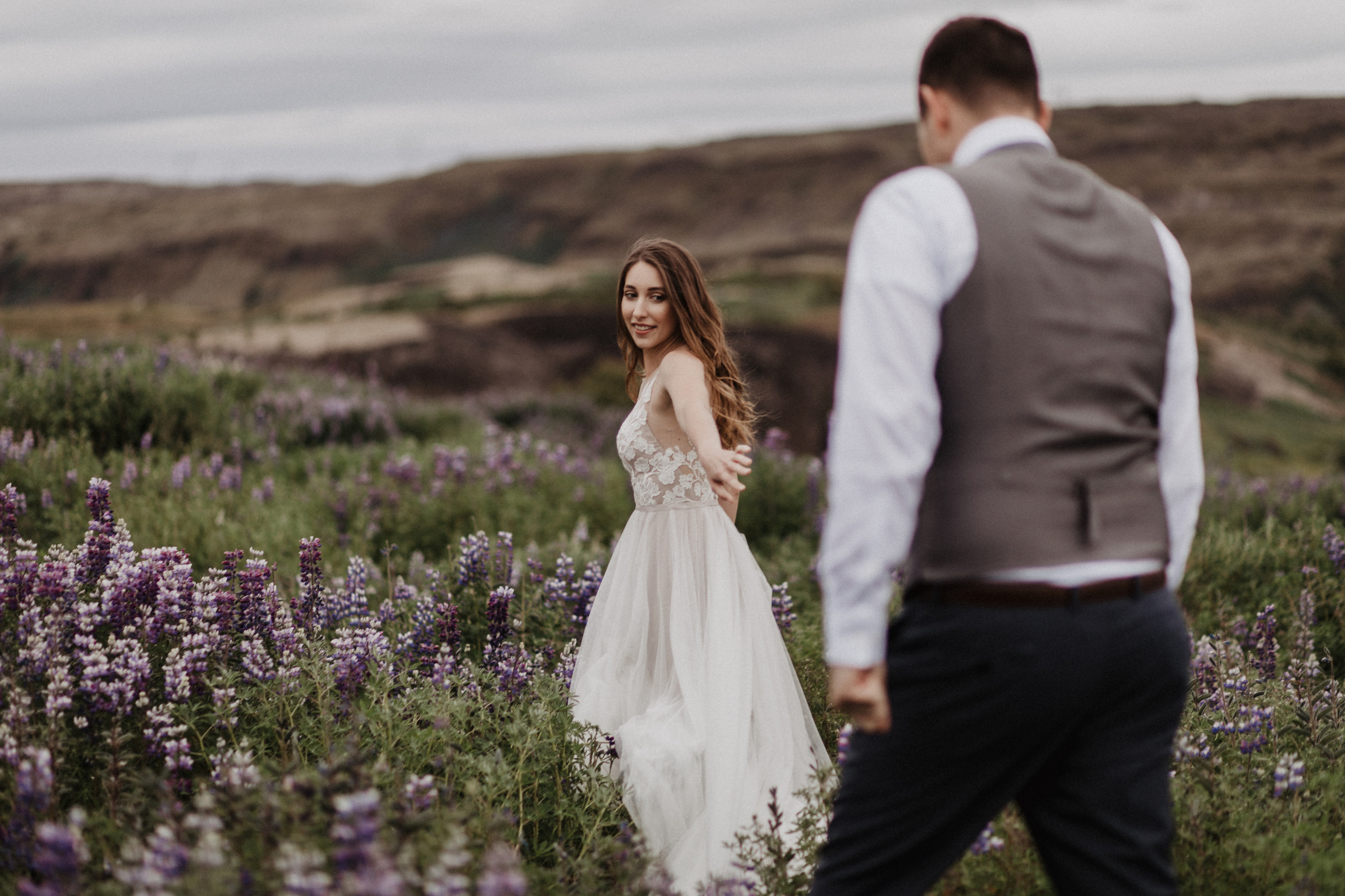 Midnight sun elopement at Haifoss in Iceland. Iceland elopement photo and video | Nikolaichik Photo