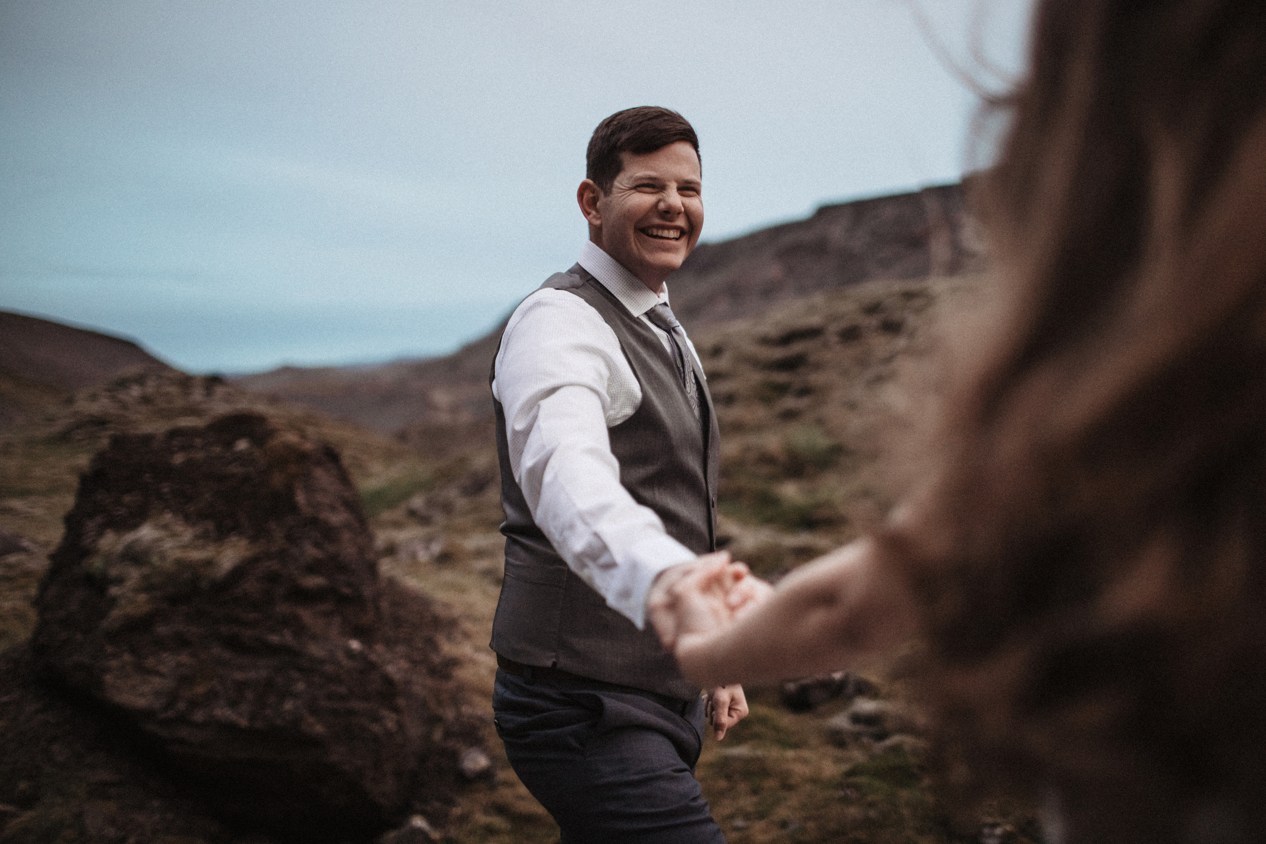 Midnight sun elopement at Haifoss in Iceland. Iceland elopement photo and video | Nikolaichik Photo