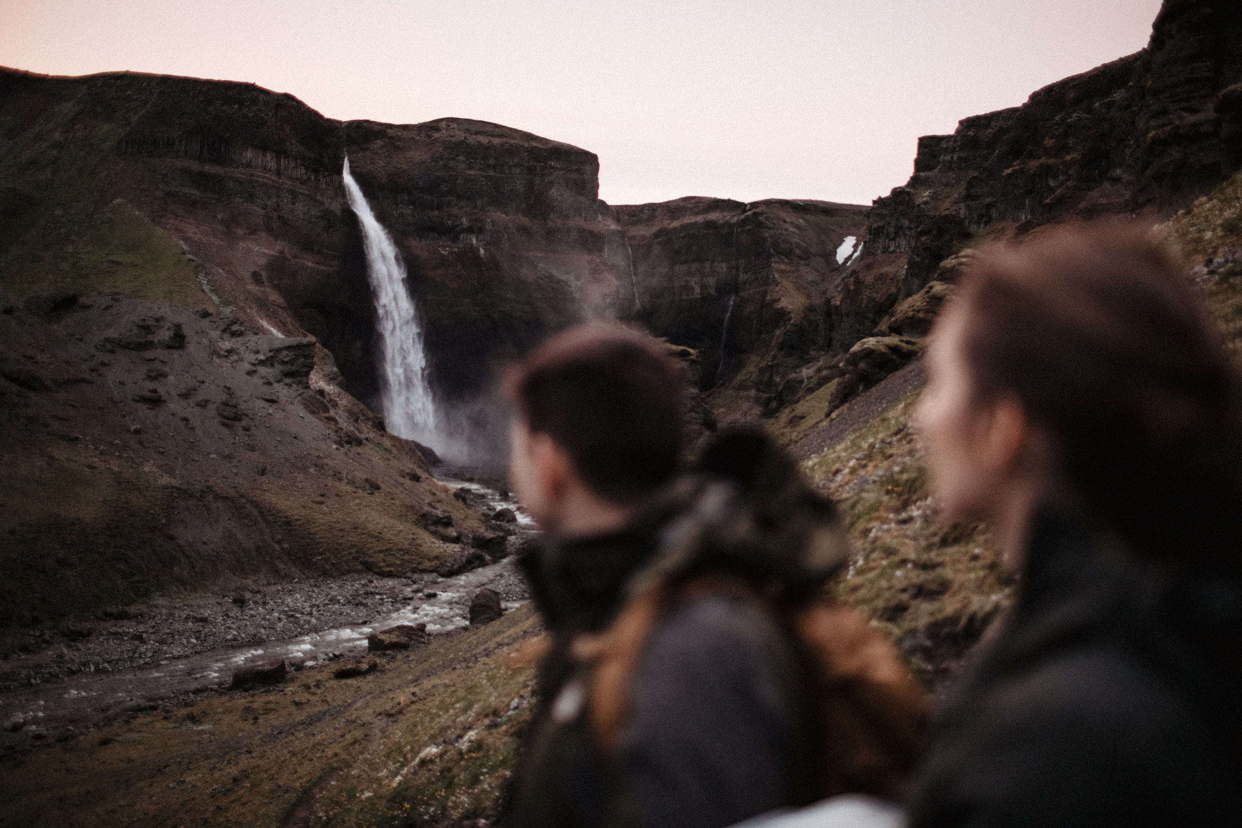 Midnight sun elopement at Haifoss in Iceland. Iceland elopement photo and video | Nikolaichik Photo