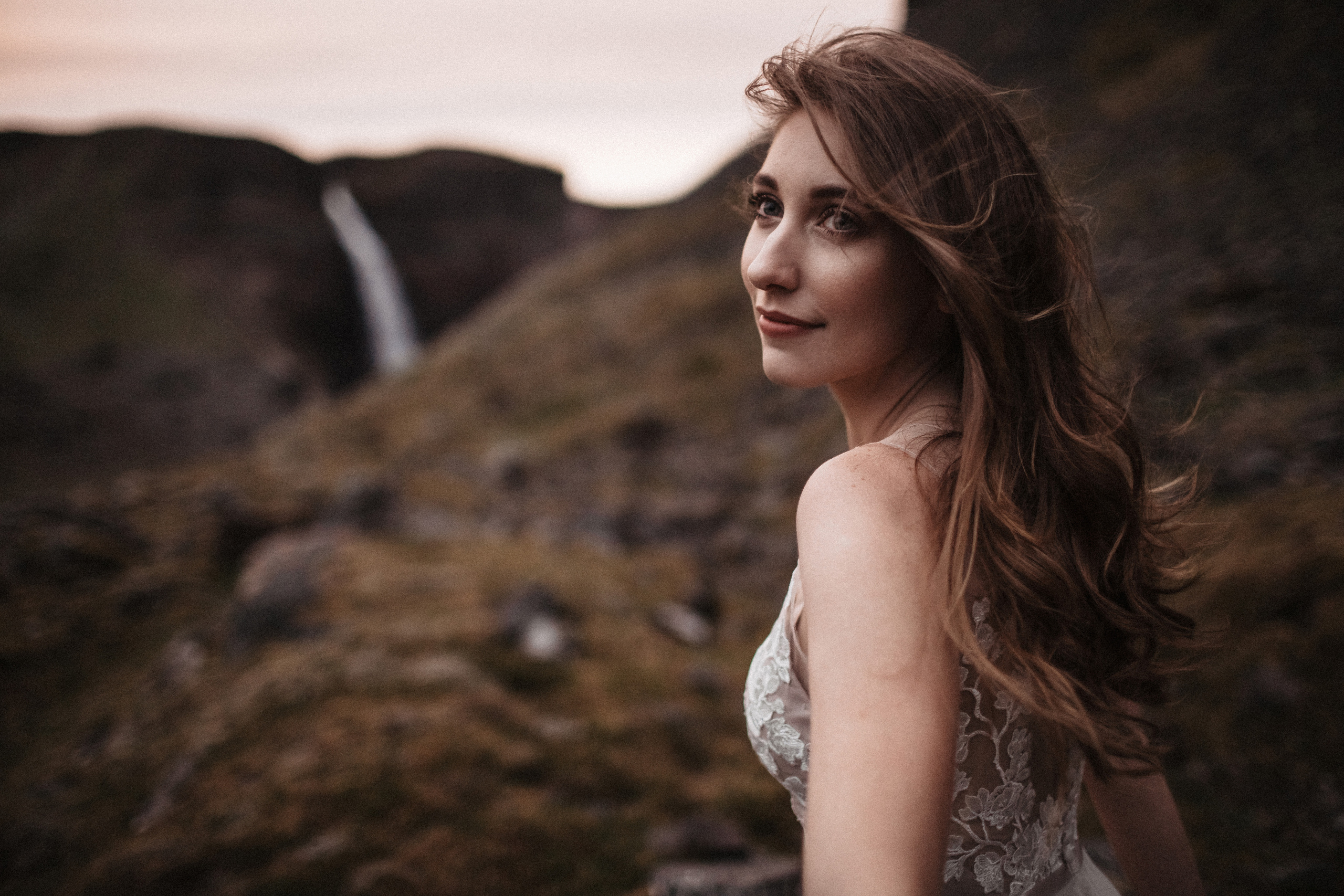 Midnight sun elopement at Haifoss in Iceland. Iceland elopement photo and video | Nikolaichik Photo
