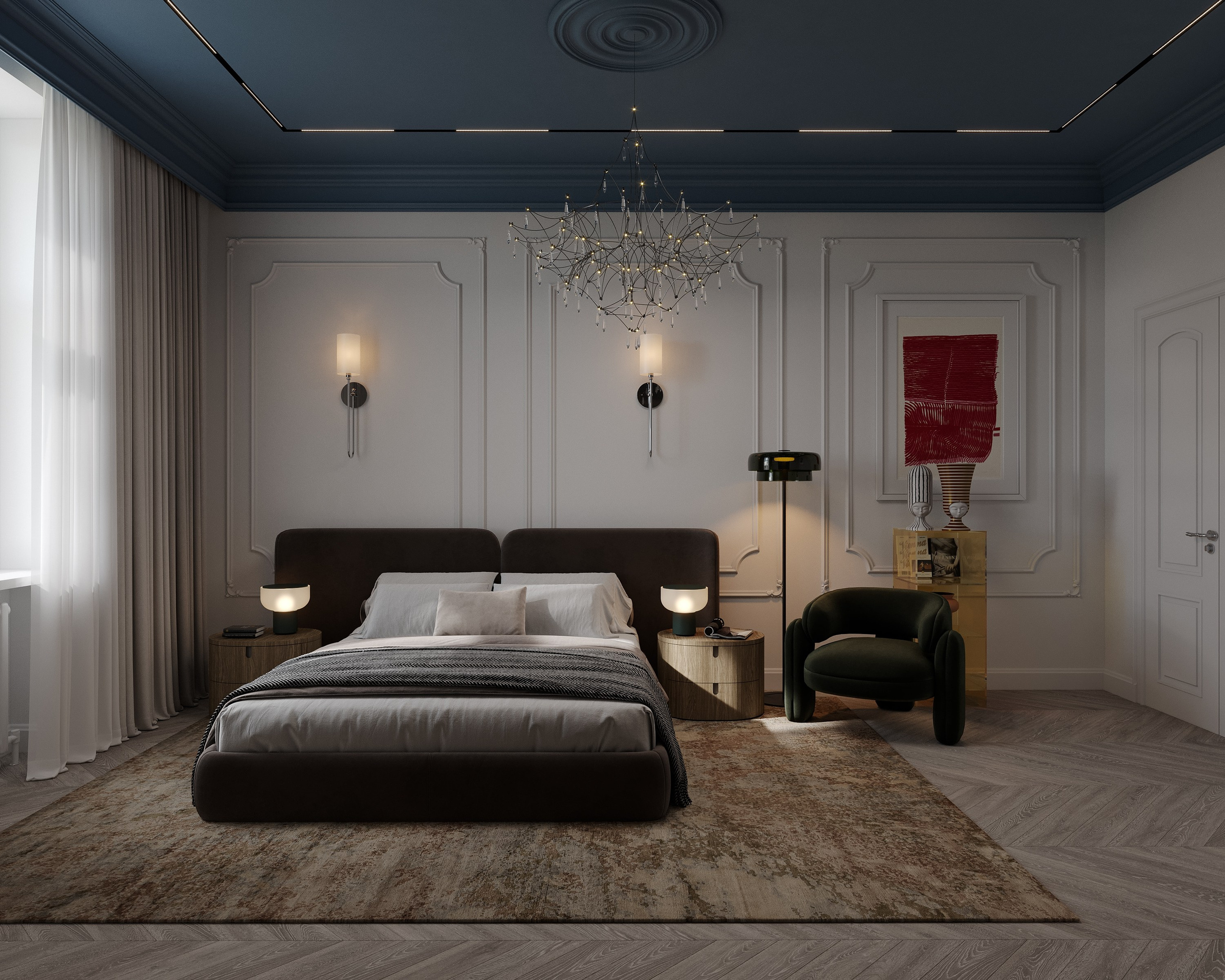 Ložnice s šatnou. Filipenka architects