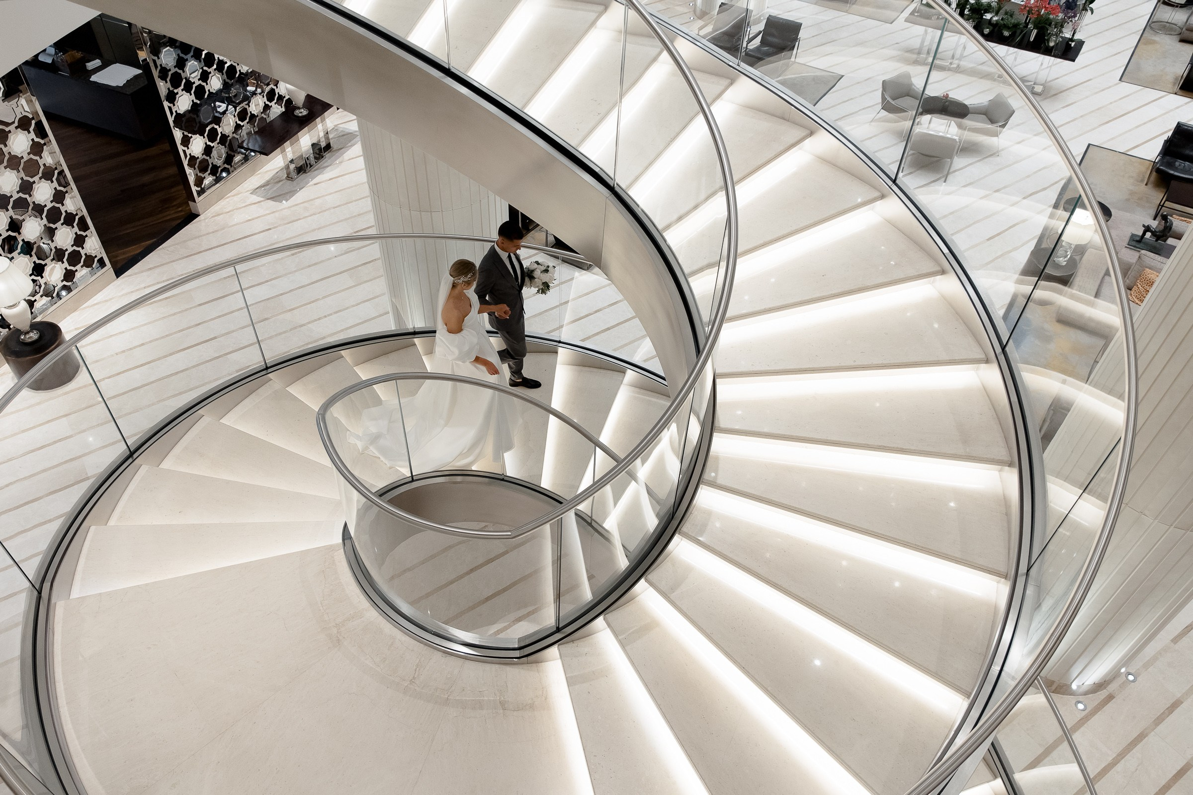 Bride and groom portrait, by Bude, Cornwall wedding photographer.