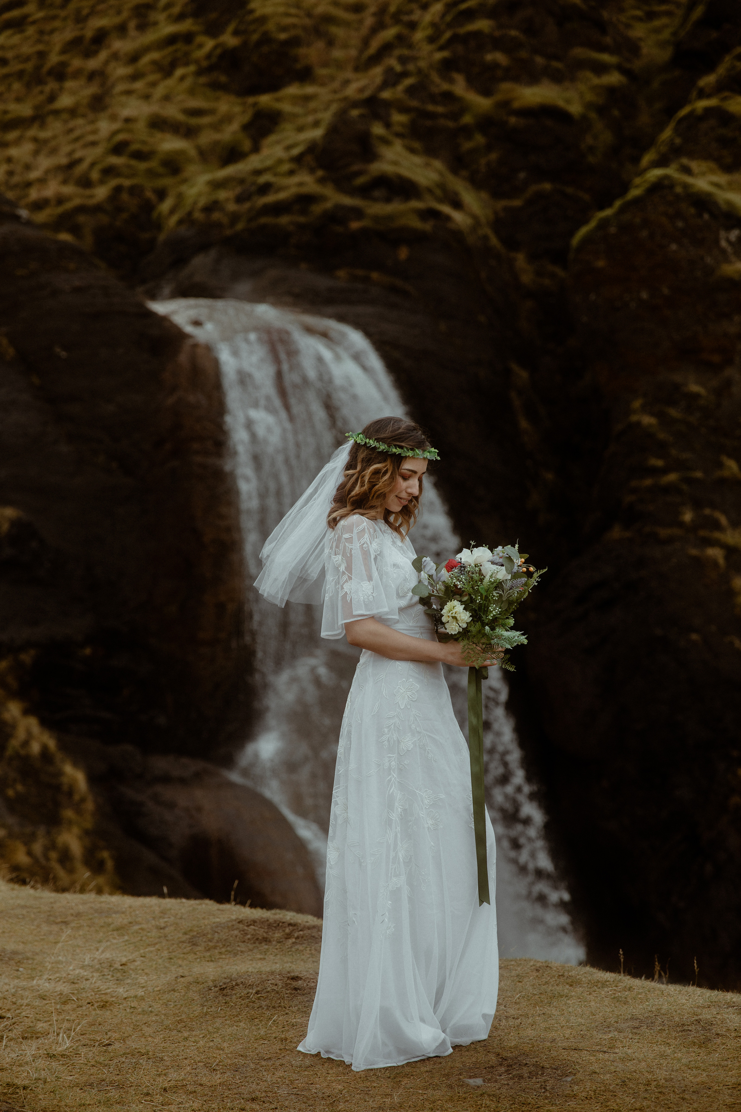 Iceland Private Waterfall Elopement. Iceland elopement photographer & videographer