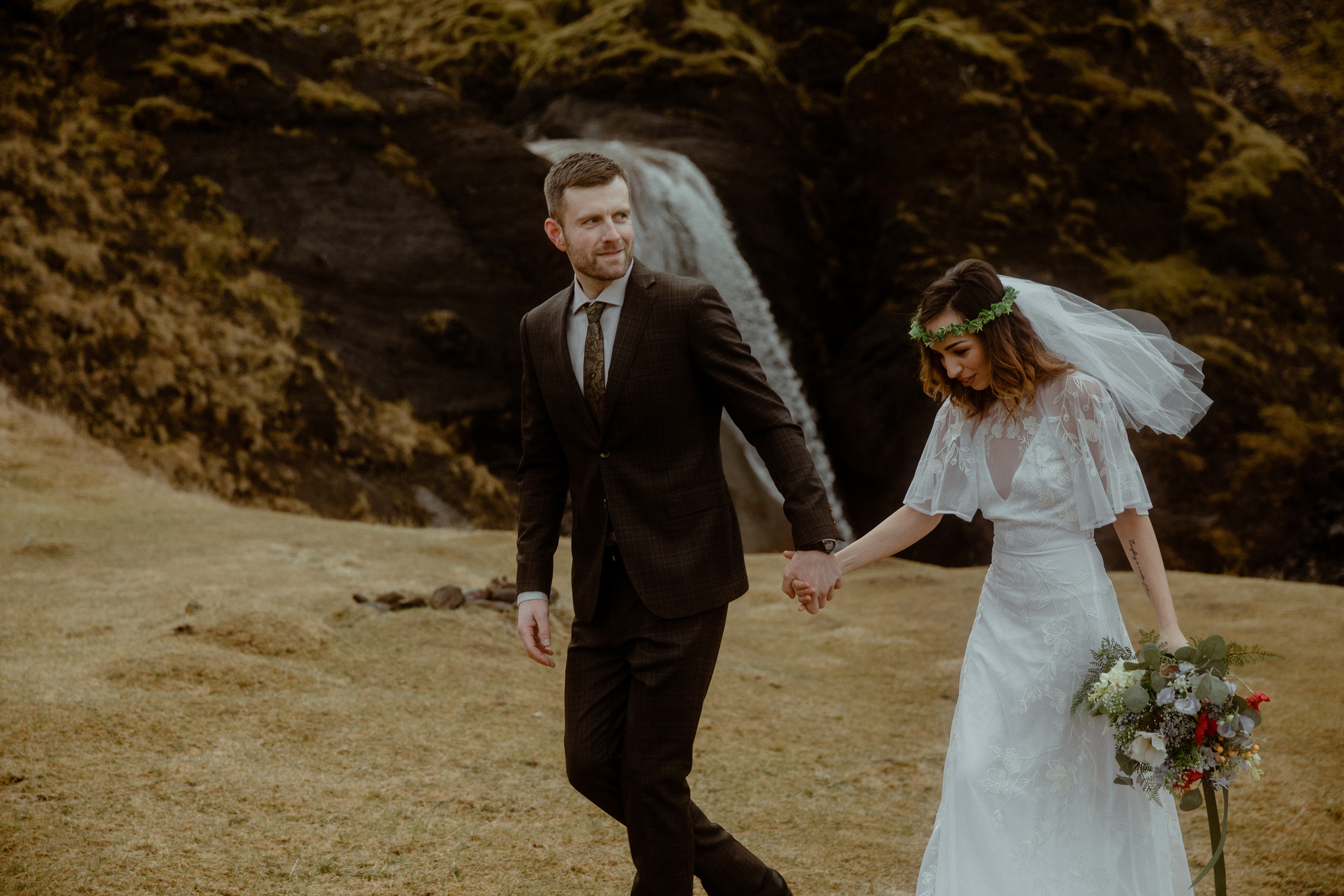 Iceland Private Waterfall Elopement. Iceland elopement photographer & videographer