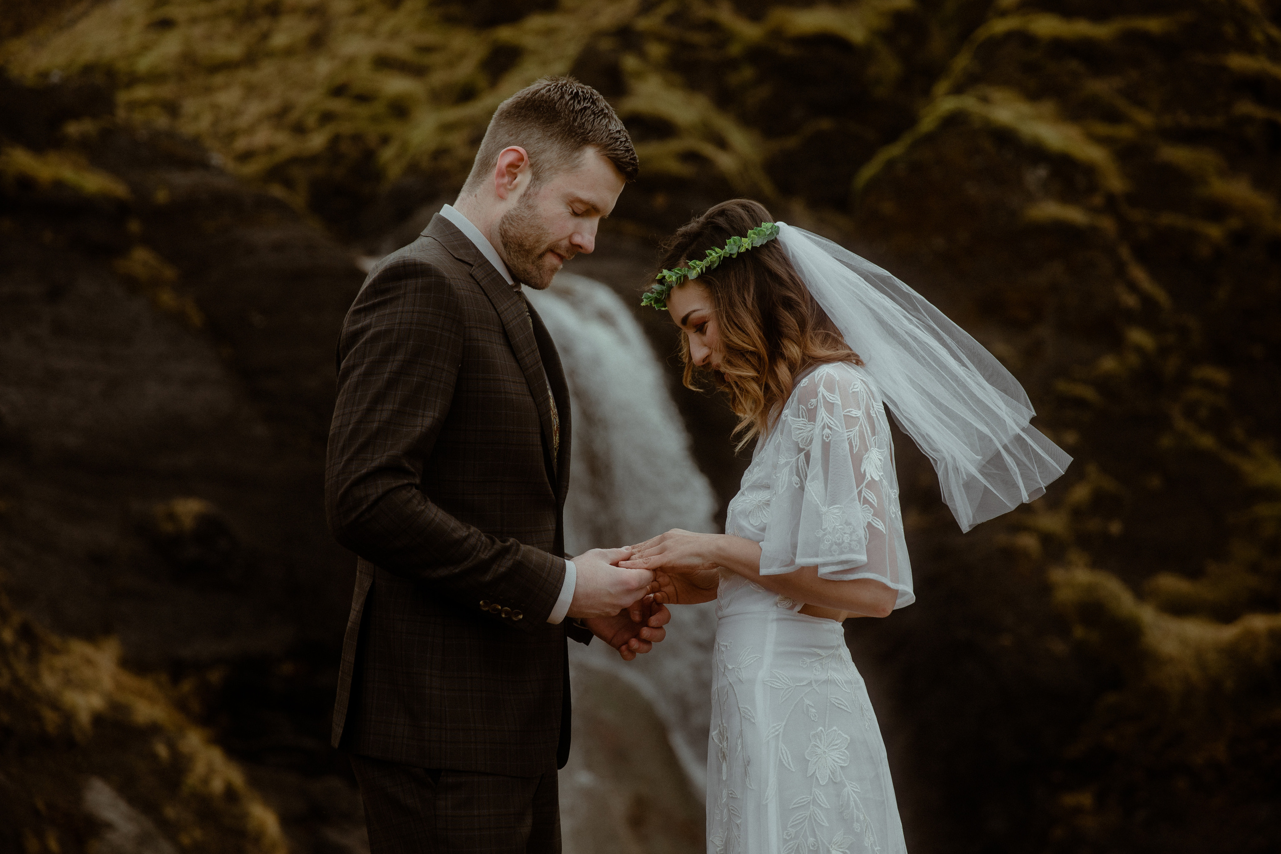 Iceland Private Waterfall Elopement. Iceland elopement photographer & videographer