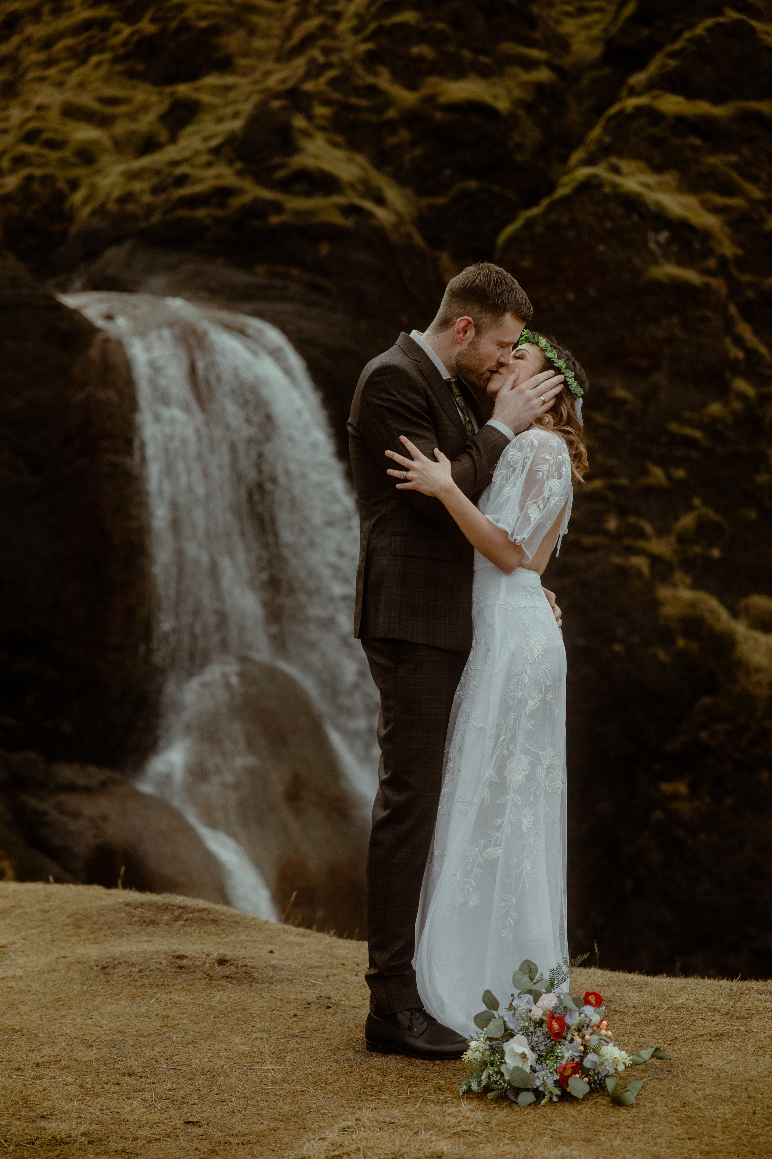 Iceland Private Waterfall Elopement. Iceland elopement photographer & videographer