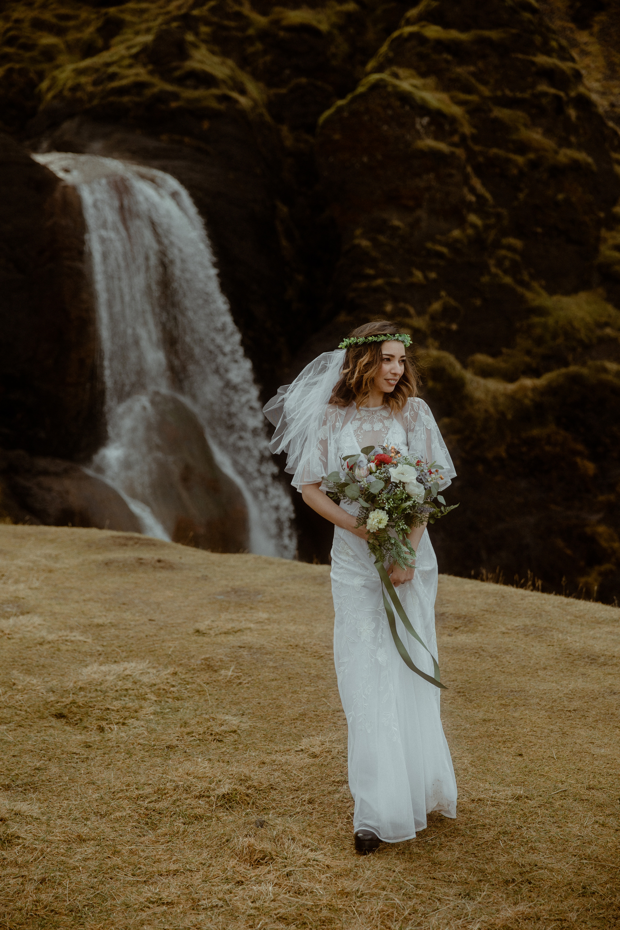 Iceland Private Waterfall Elopement. Iceland elopement photographer & videographer