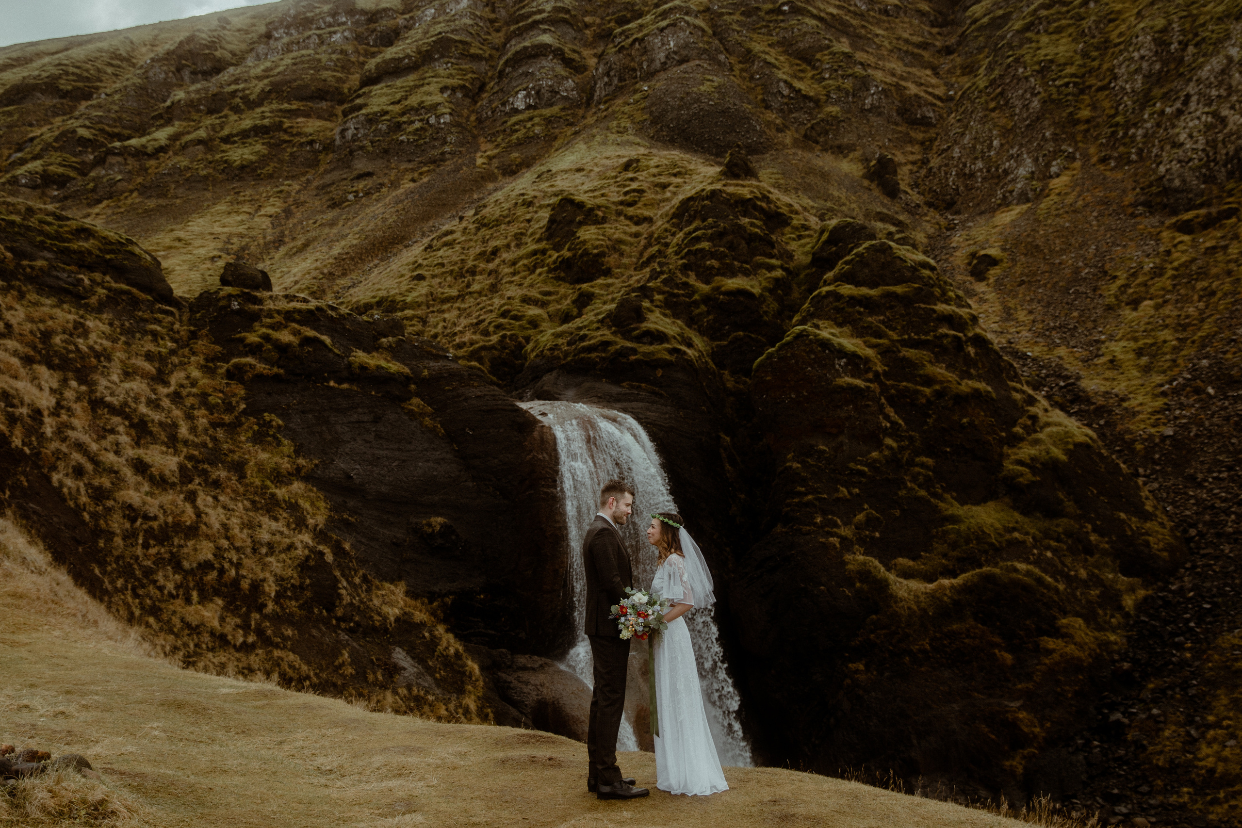 Iceland Private Waterfall Elopement. Iceland elopement photographer & videographer