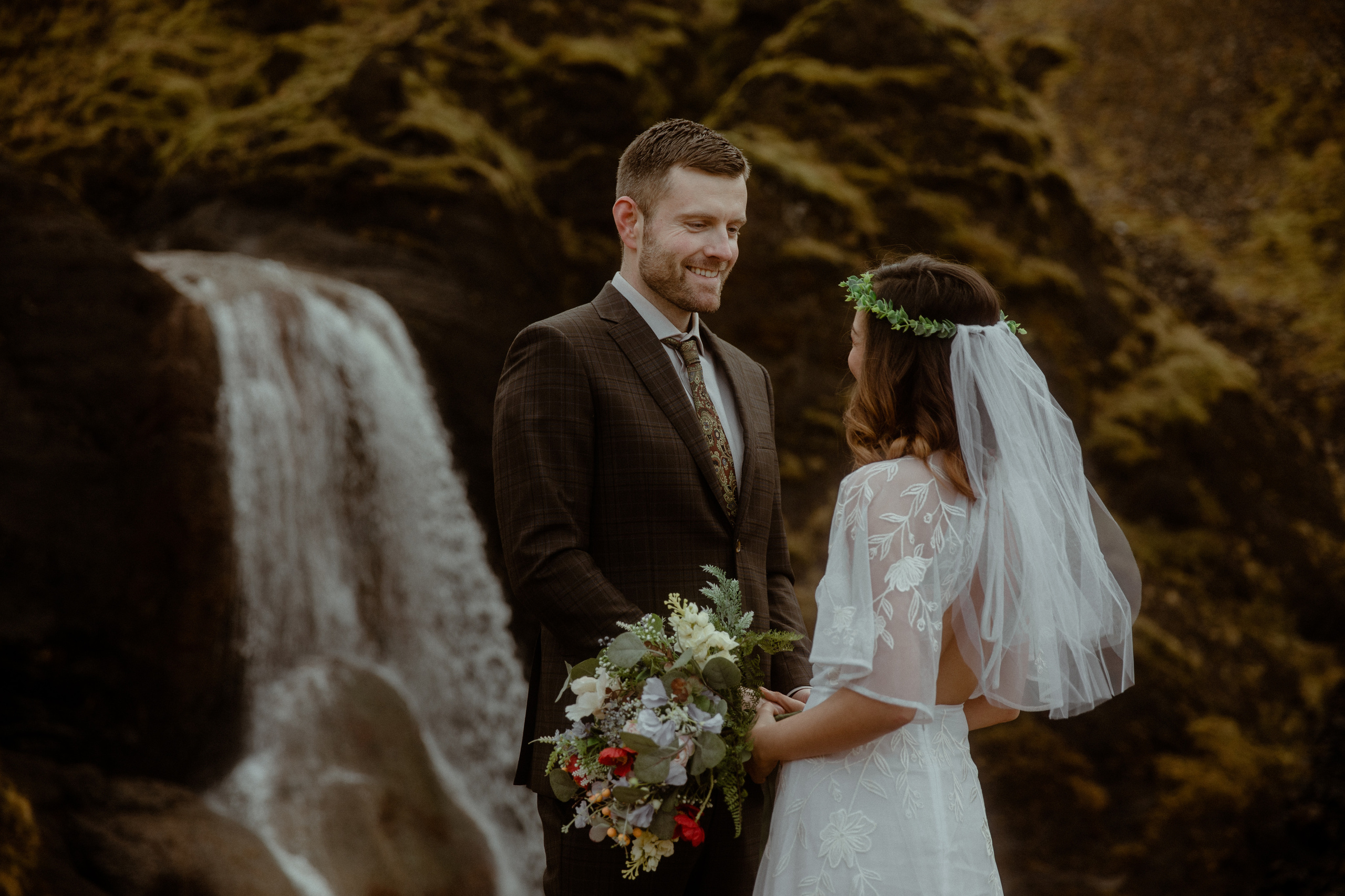 Iceland Private Waterfall Elopement. Iceland elopement photographer & videographer
