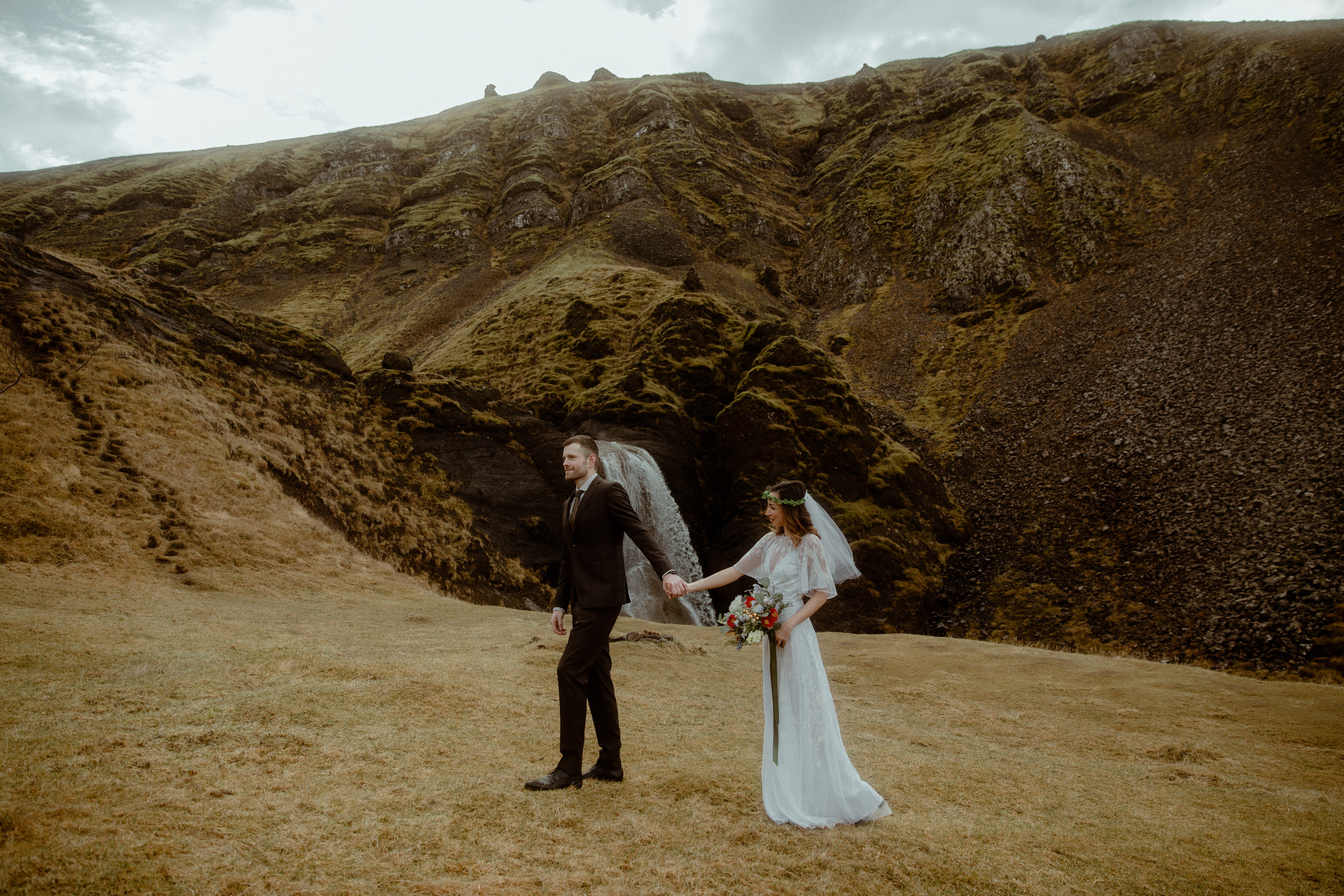 Iceland Private Waterfall Elopement. Iceland elopement photographer & videographer