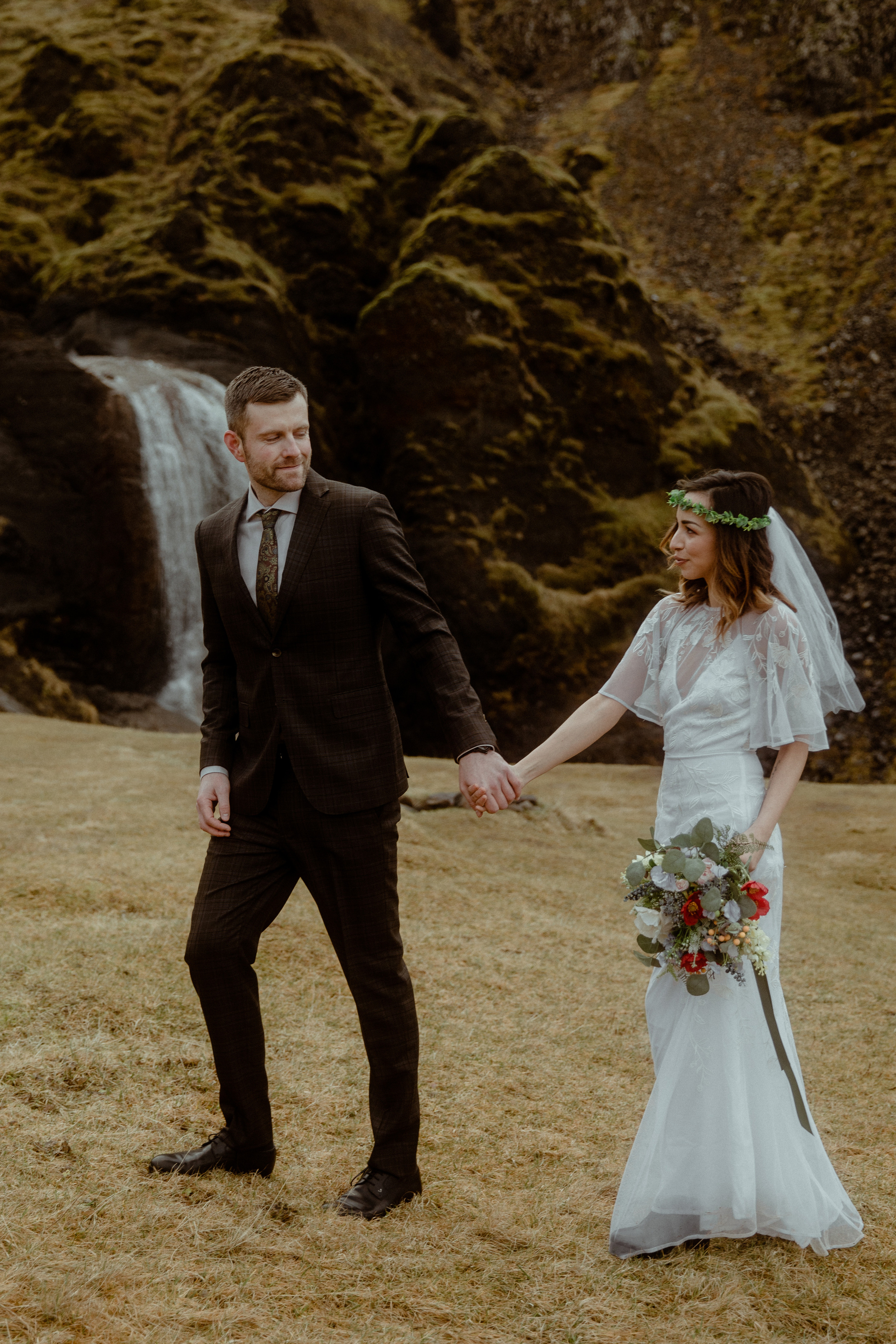 Iceland Private Waterfall Elopement. Iceland elopement photographer & videographer