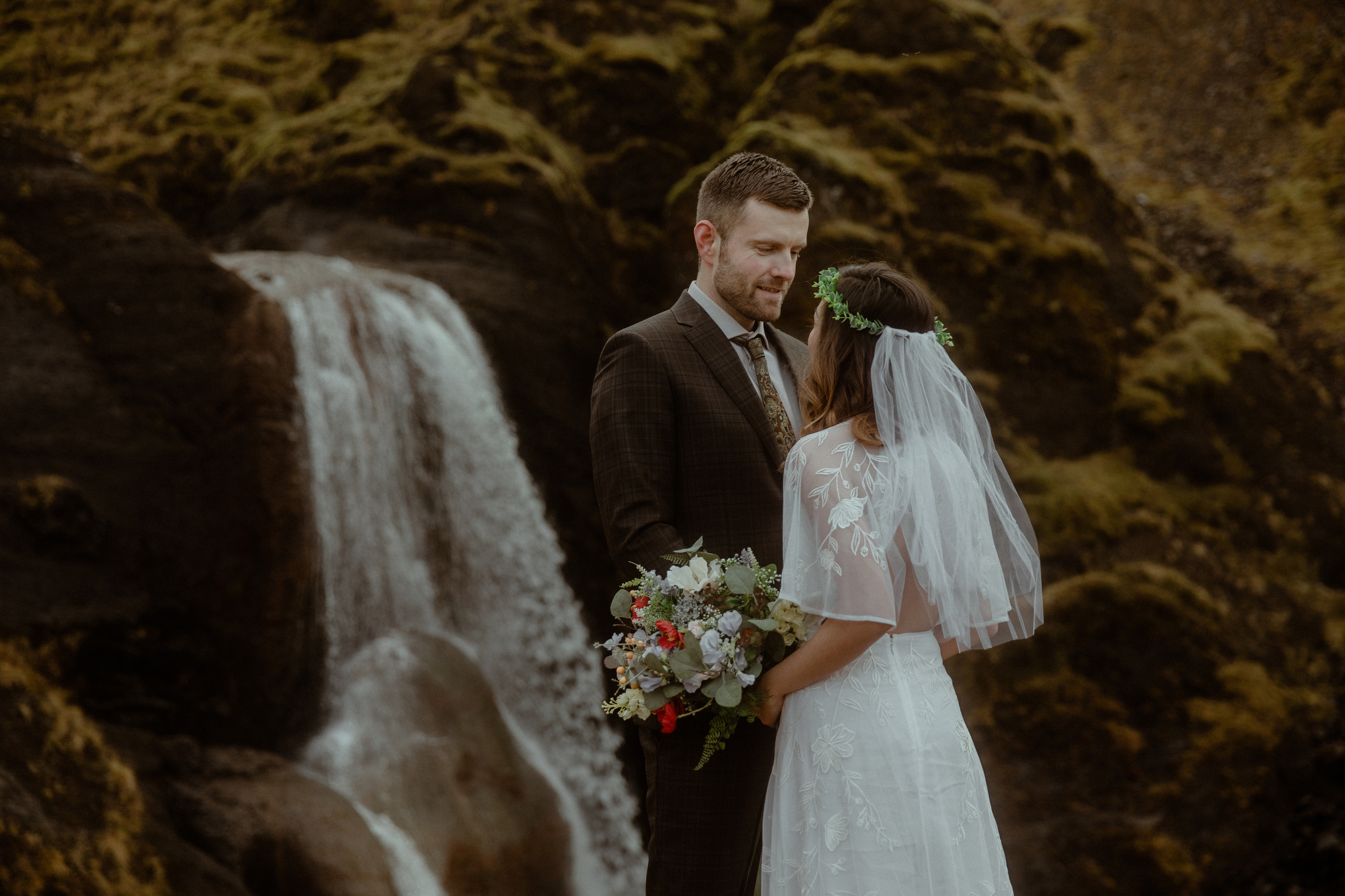 Iceland Private Waterfall Elopement. Iceland elopement photographer & videographer