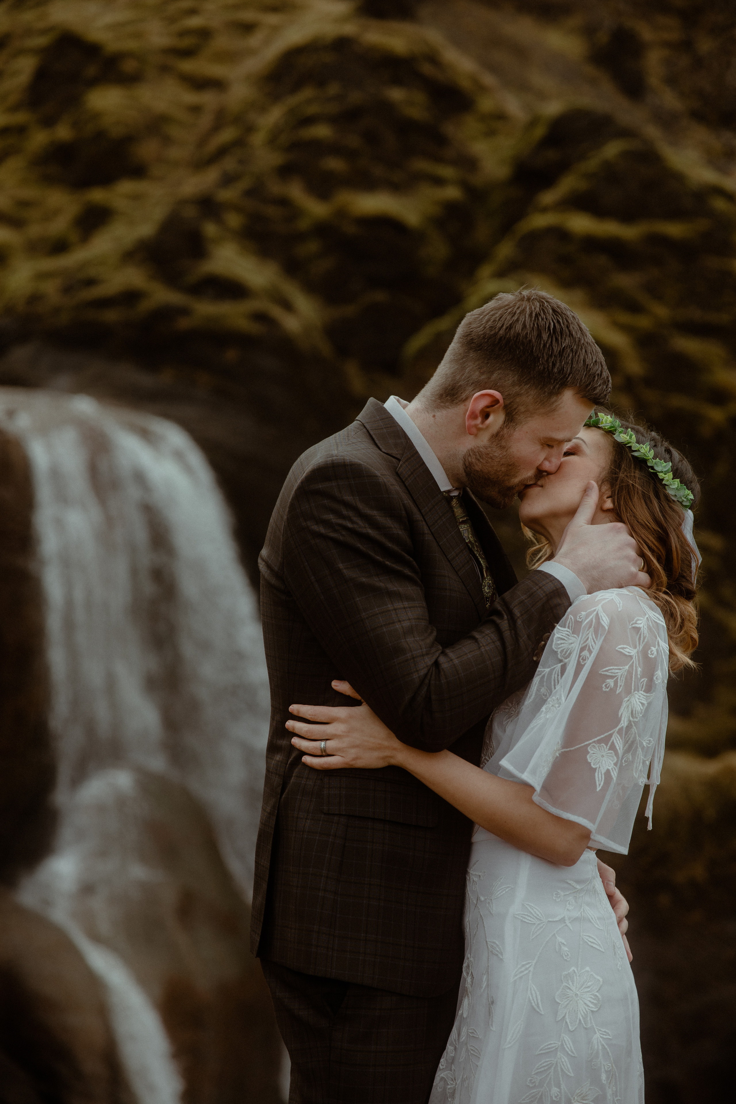Iceland Private Waterfall Elopement. Iceland elopement photographer & videographer