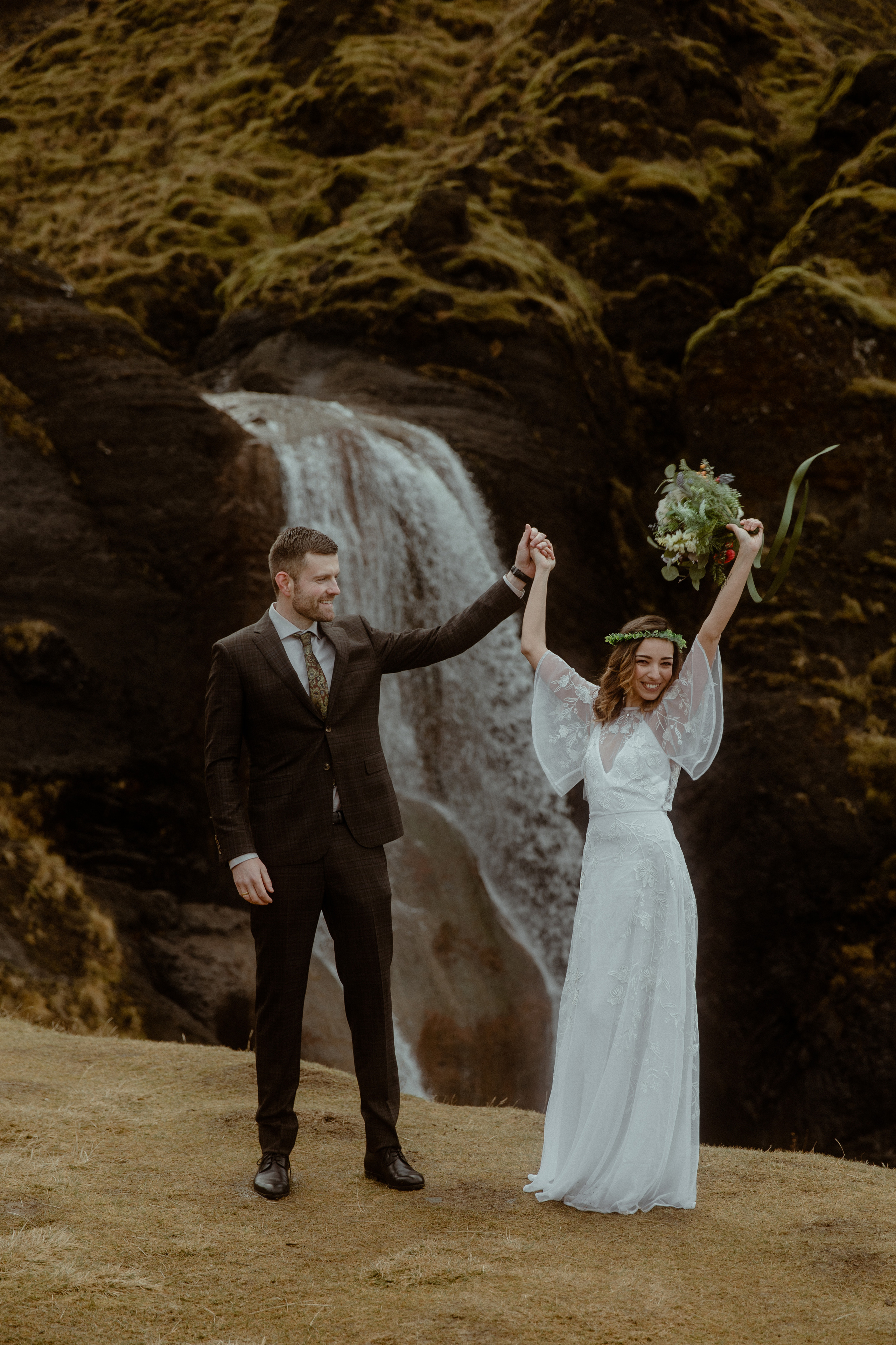 Iceland Private Waterfall Elopement. Iceland elopement photographer & videographer