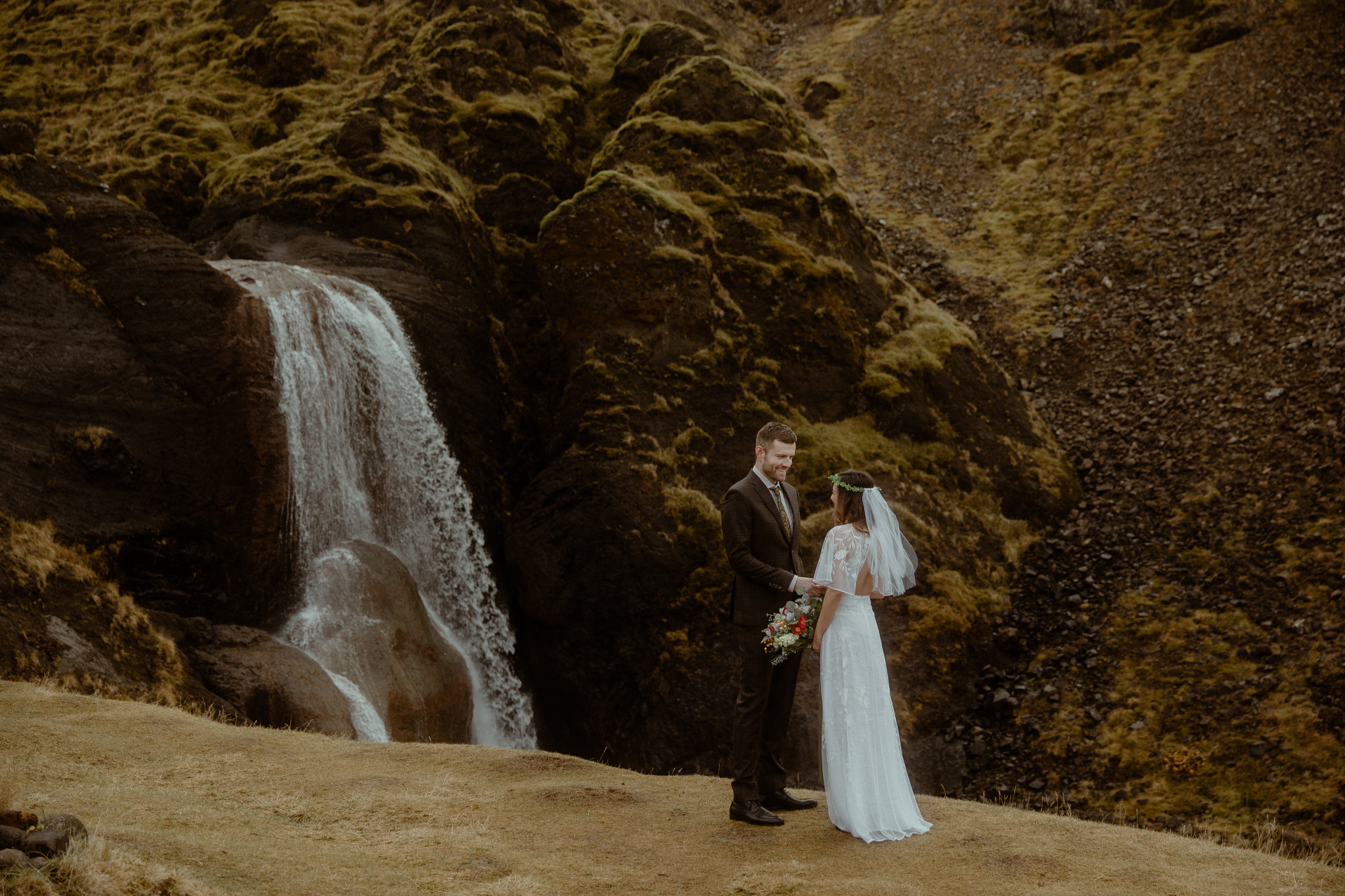 Iceland Private Waterfall Elopement. Iceland elopement photographer & videographer