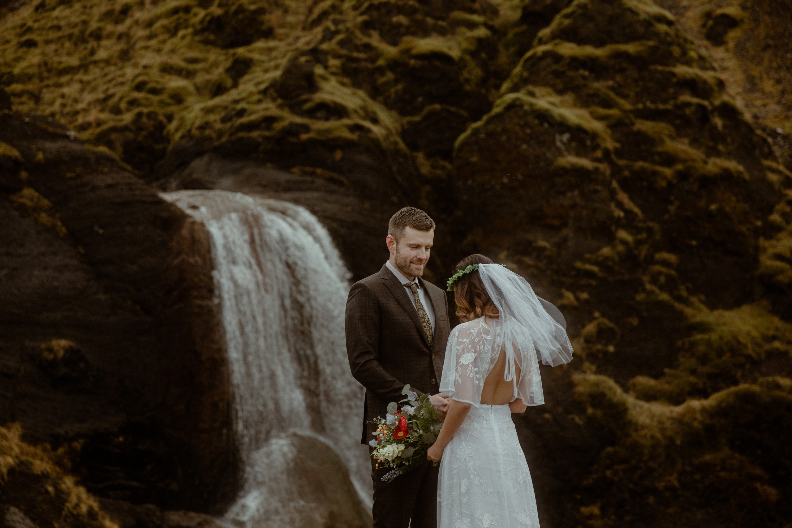 Iceland Private Waterfall Elopement. Iceland elopement photographer & videographer