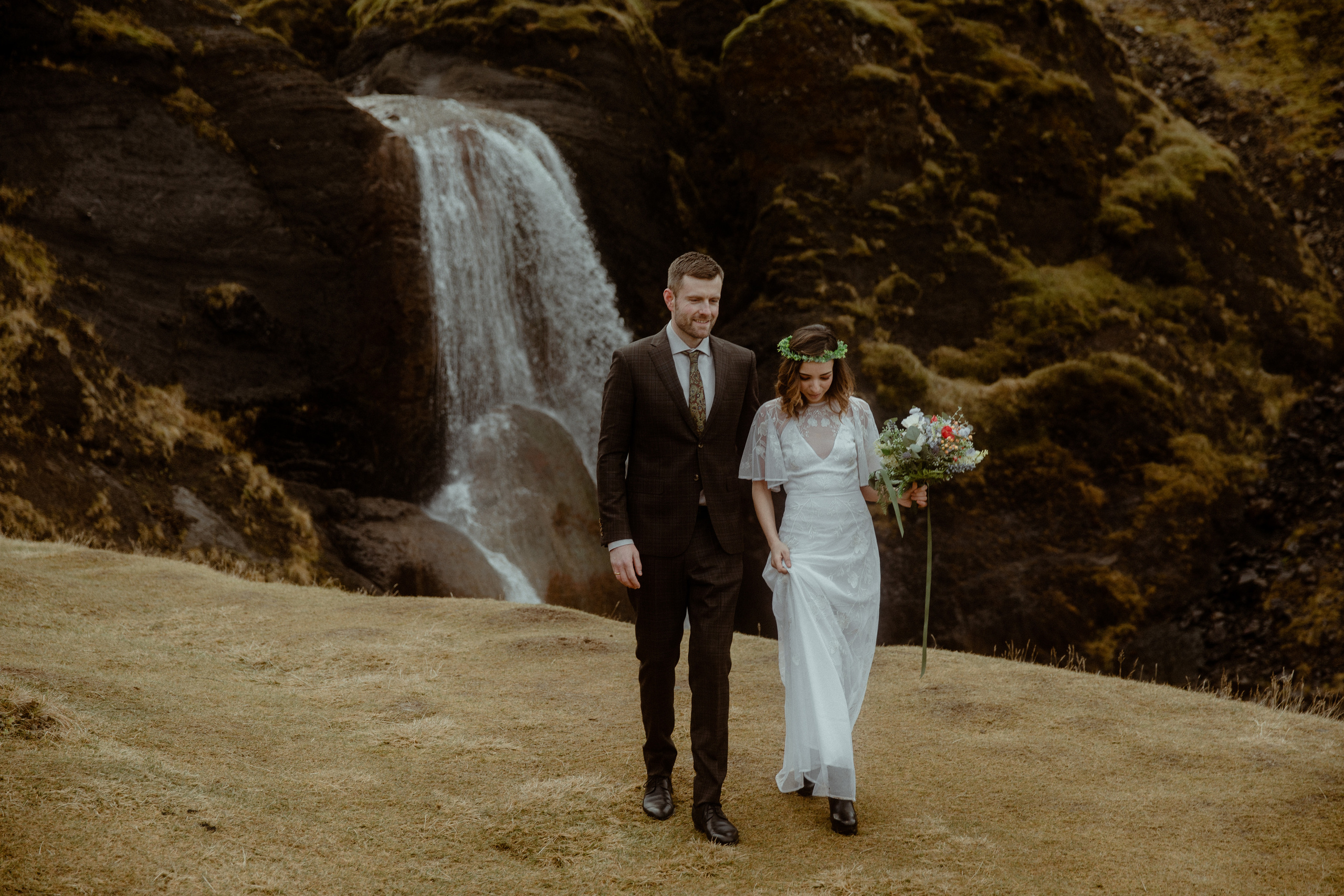 Iceland Private Waterfall Elopement. Iceland elopement photographer & videographer