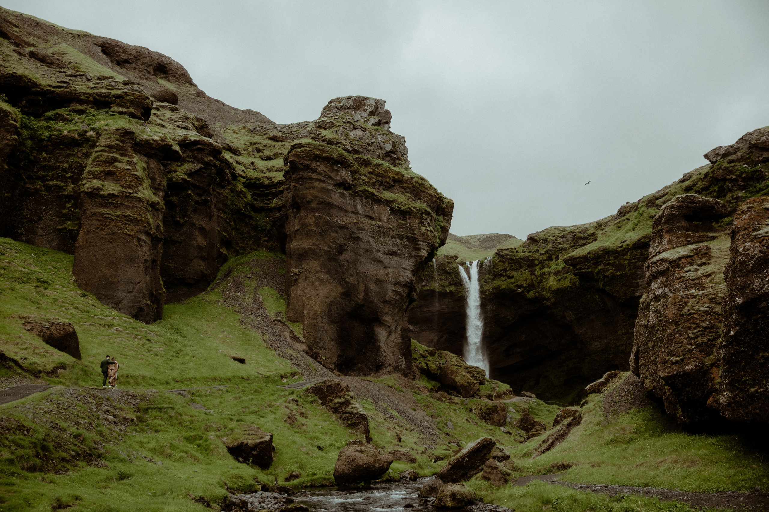 Elopement at Kvernufoss Waterfall. Iceland elopement photo and video | Nikolaichik Photo