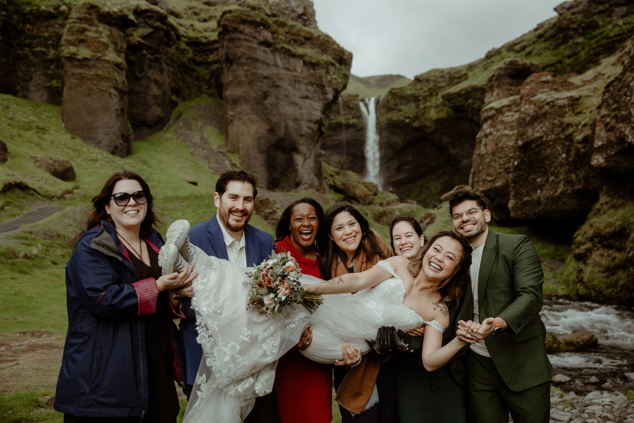 Elopement at Kvernufoss Waterfall. Iceland elopement photo and video | Nikolaichik Photo