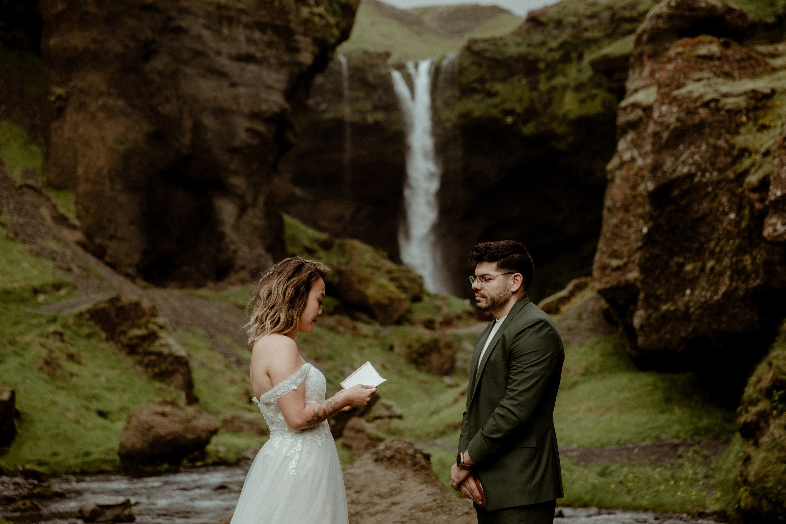 Elopement at Kvernufoss Waterfall. Iceland elopement photo and video | Nikolaichik Photo