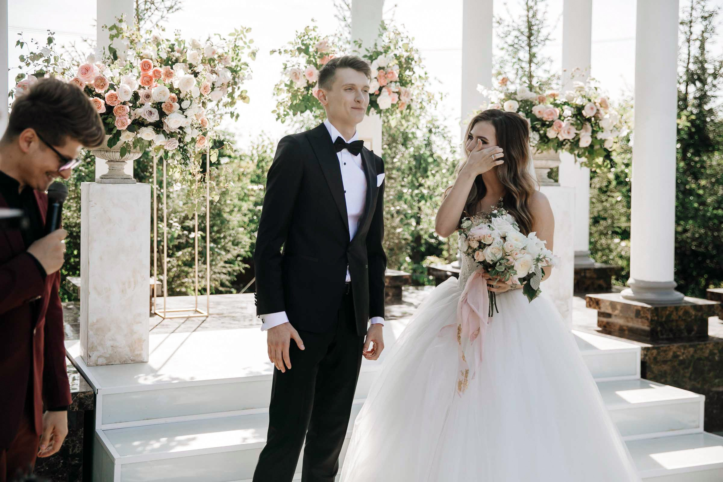 Bride’s ceremony tear, by Tanya Bodgan, Bude, Cornwall wedding photography.