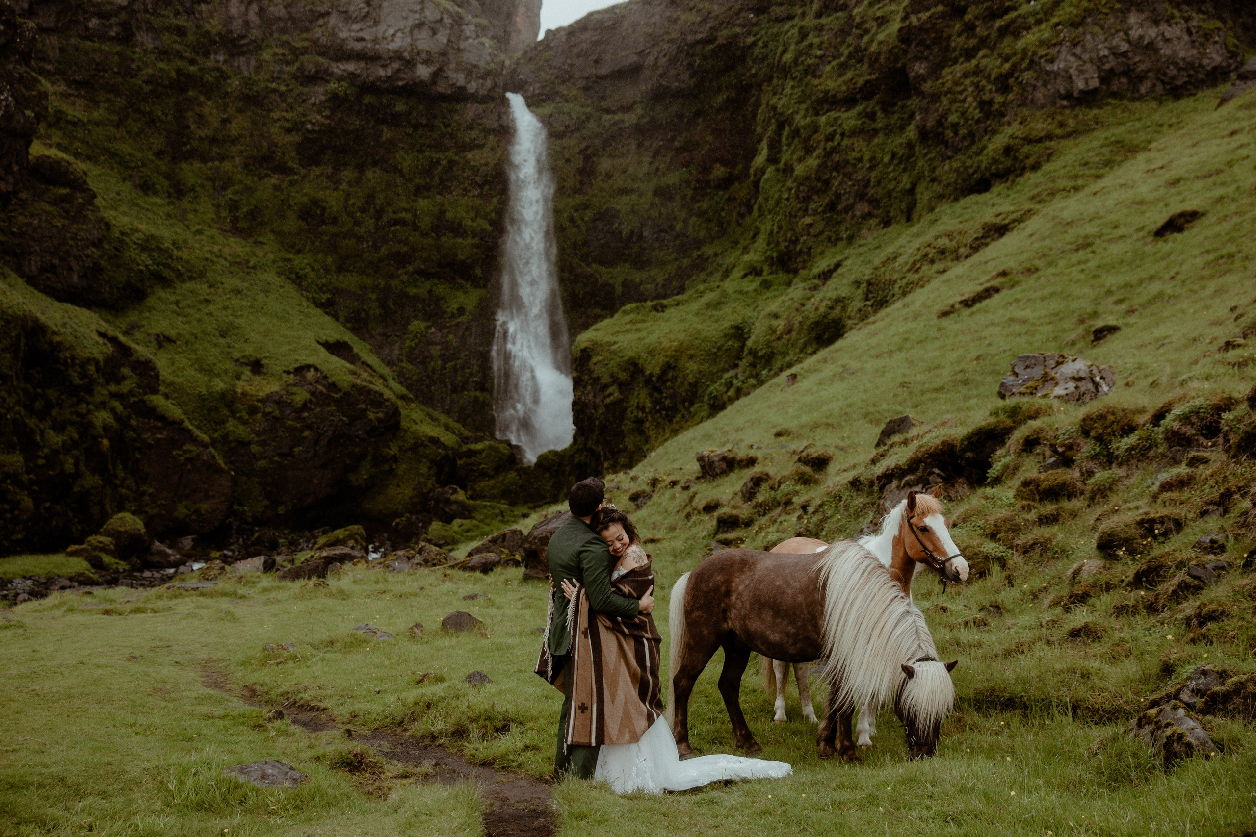 Elopement at Kvernufoss Waterfall. Iceland elopement photo and video | Nikolaichik Photo