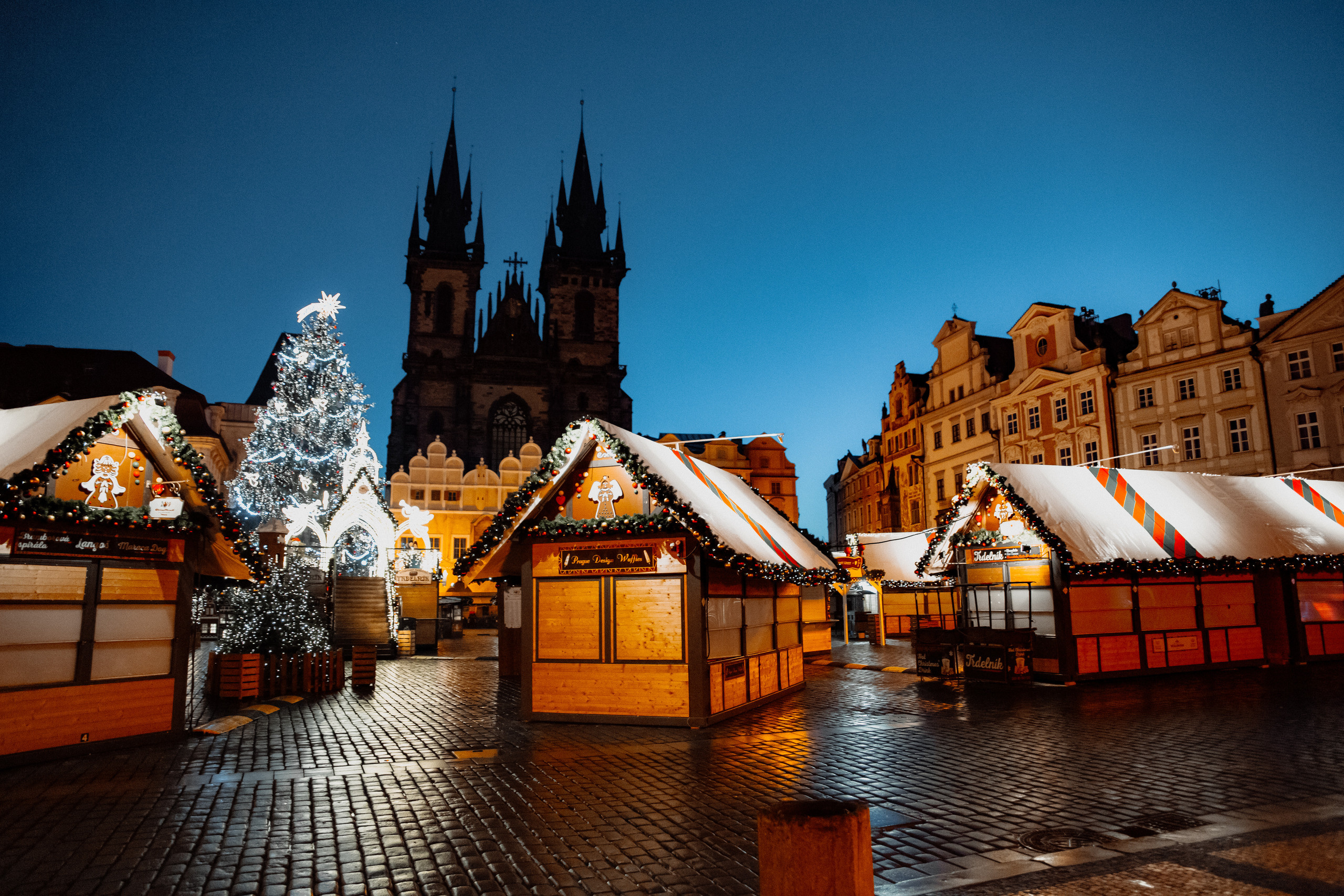 Christmas elopement of a couple in Prague. Wedding and portrait photographer in Poland Vitali Frozen