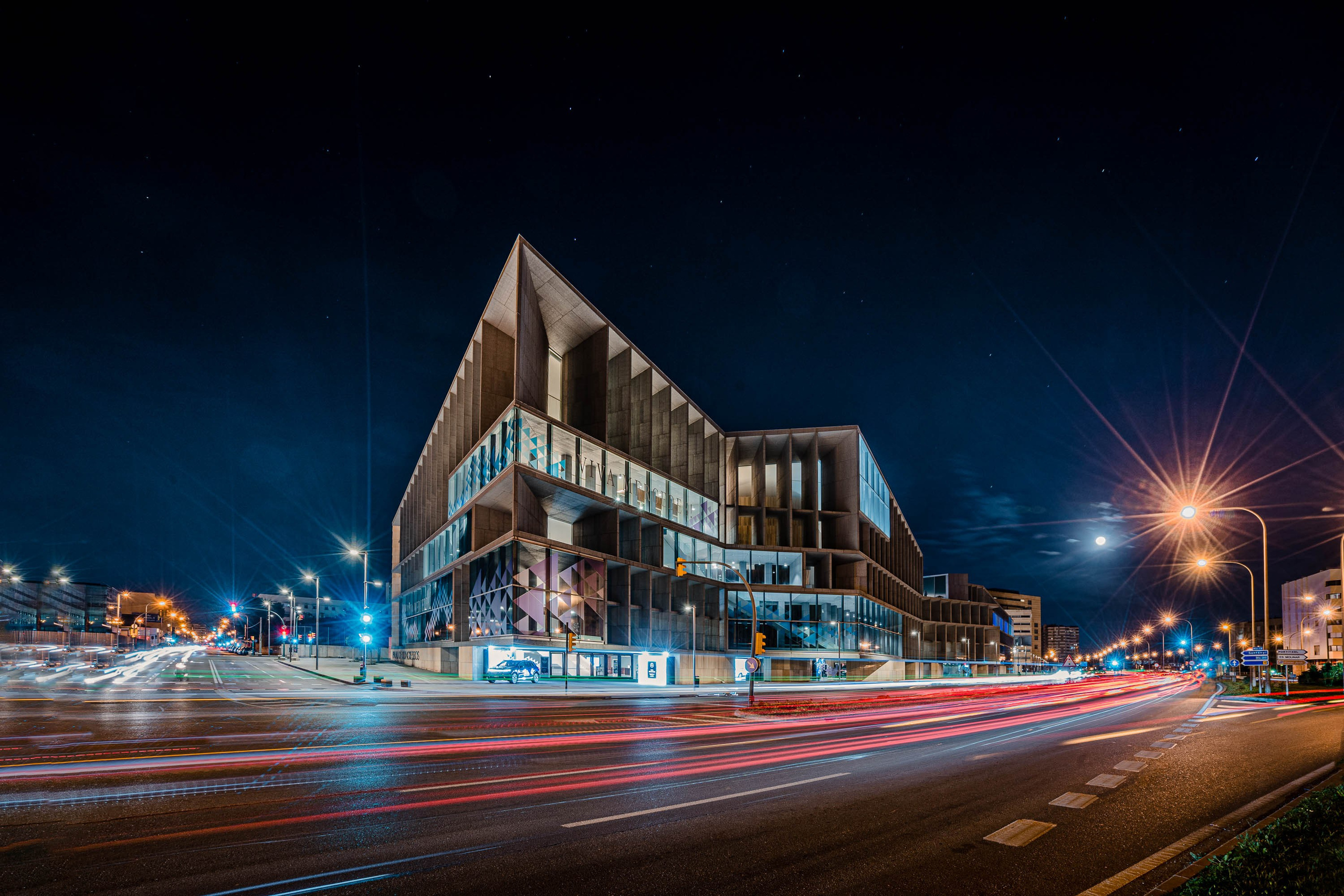 Night photography Mercedes Benz Global Car Presentation at Palau de Congresos in Mallorca