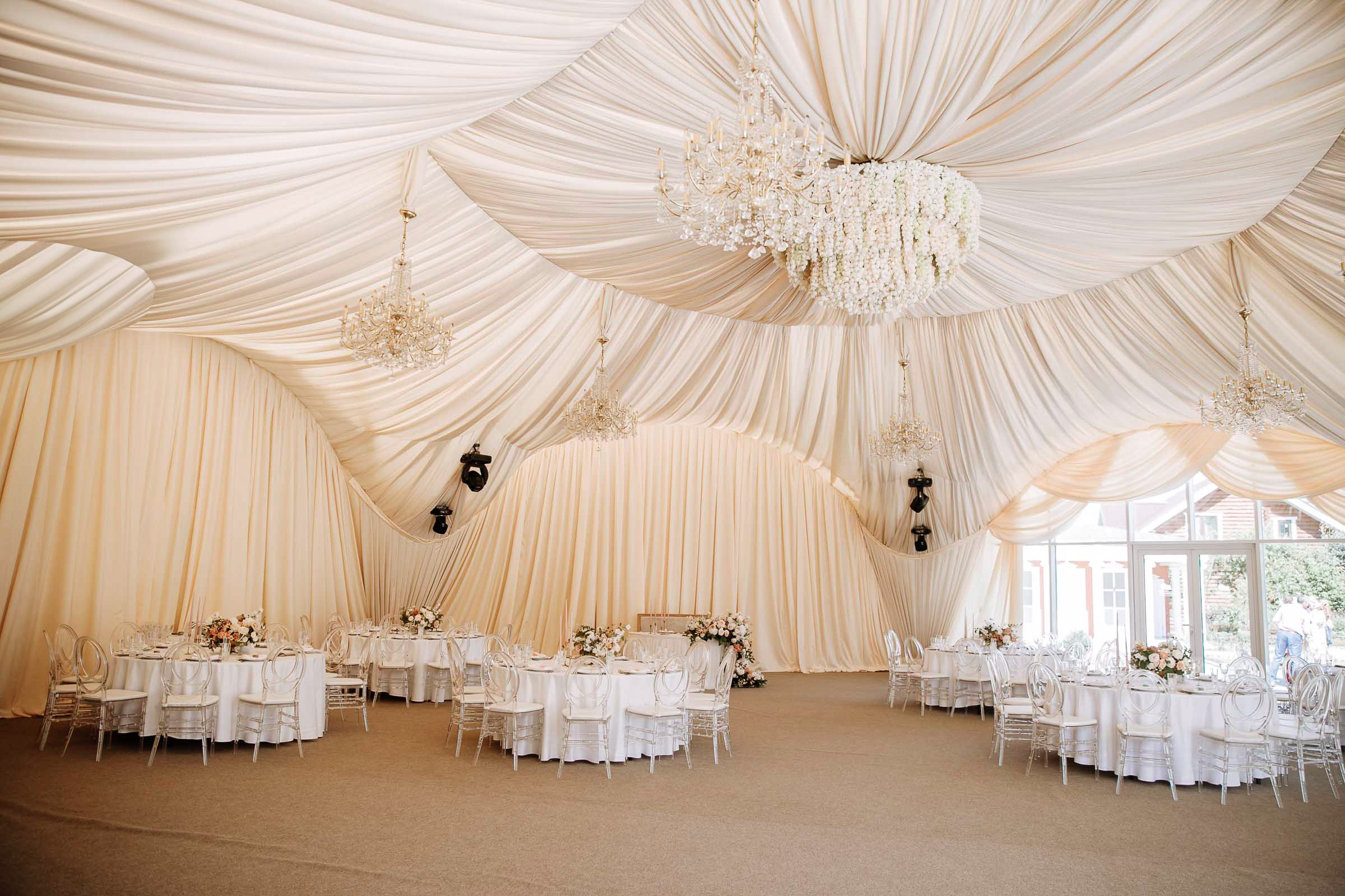 Reception hall, by Tanya Bodgan, Bude, Cornwall wedding photography.