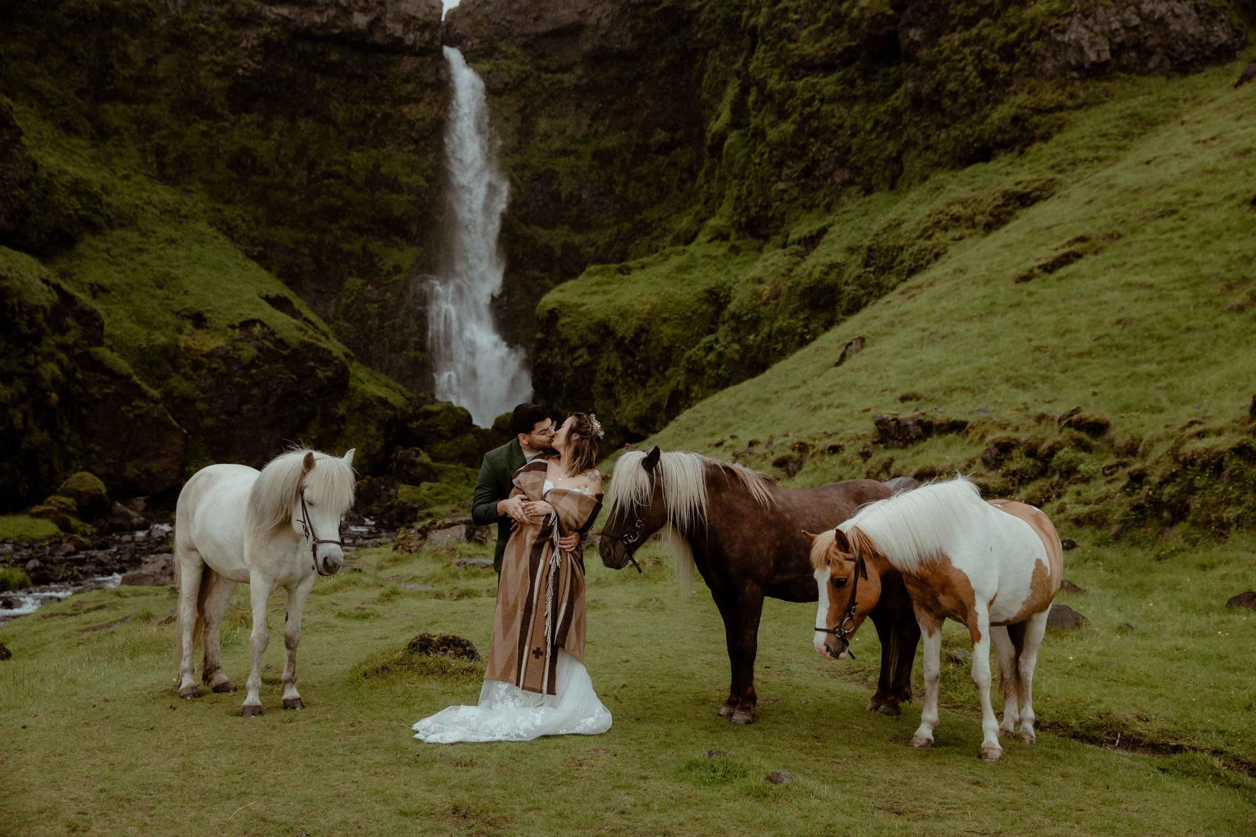 Elopement at Kvernufoss Waterfall. Iceland elopement photo and video | Nikolaichik Photo