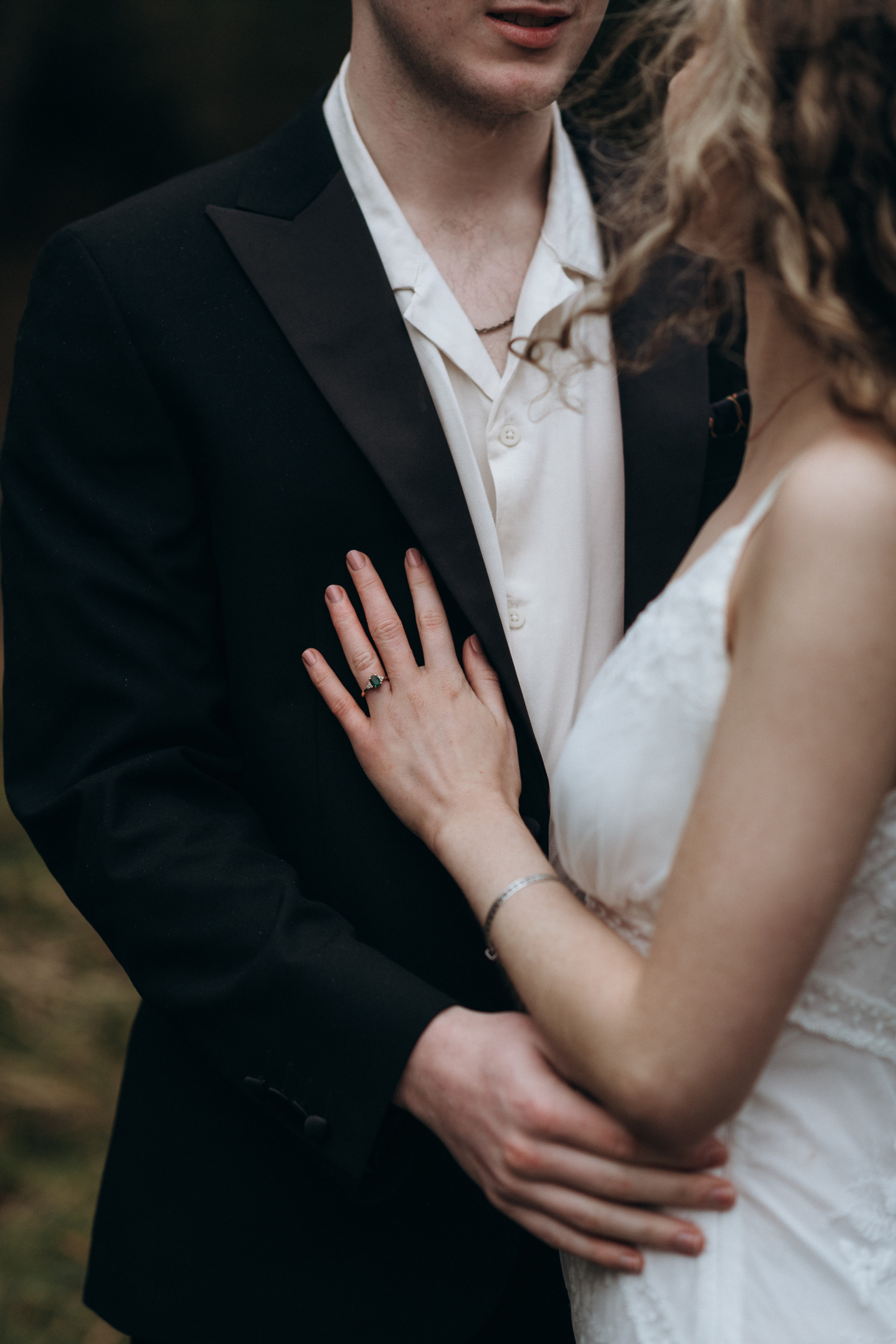 bride hand with engagement ring