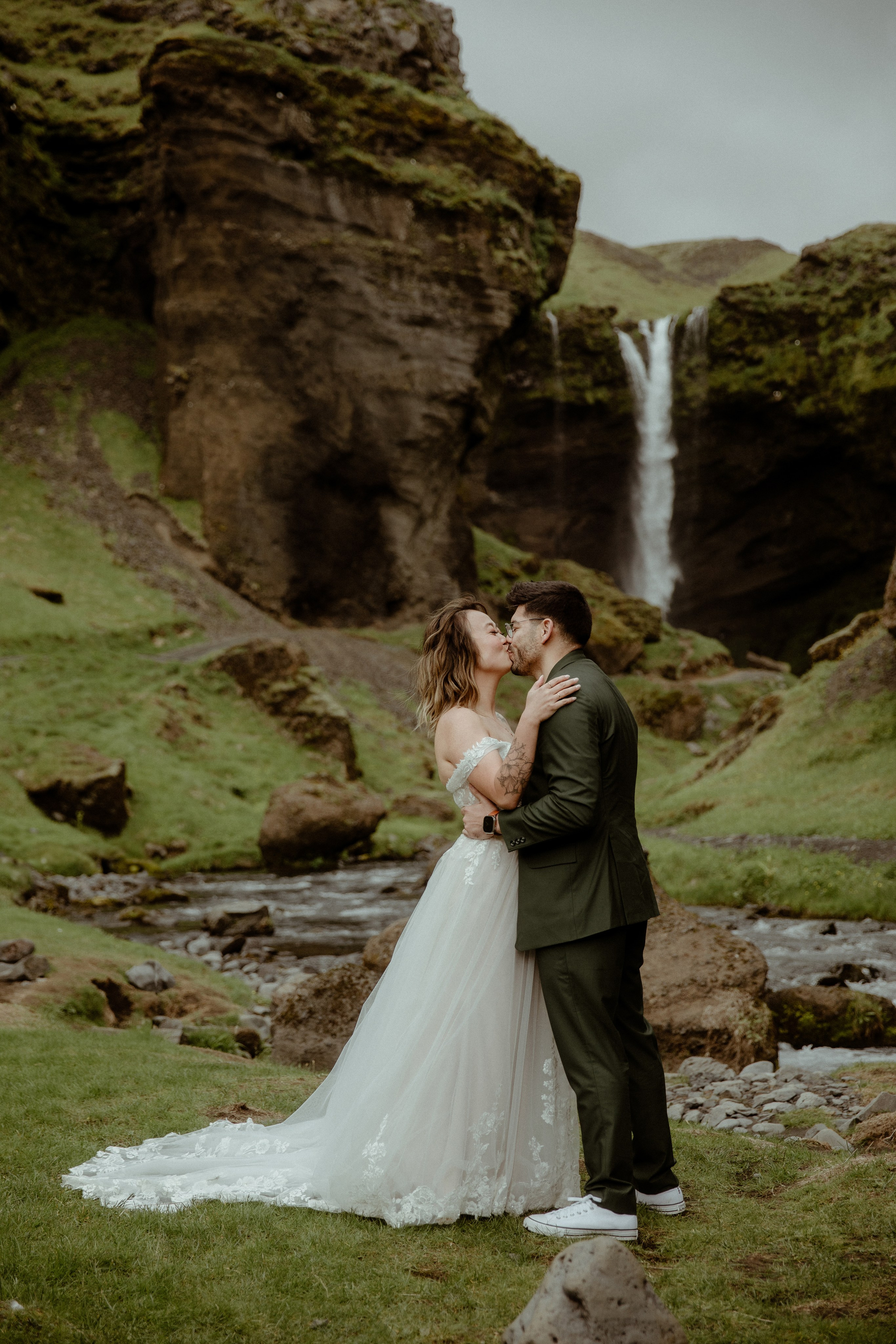 Elopement at Kvernufoss Waterfall. Iceland elopement photo and video | Nikolaichik Photo