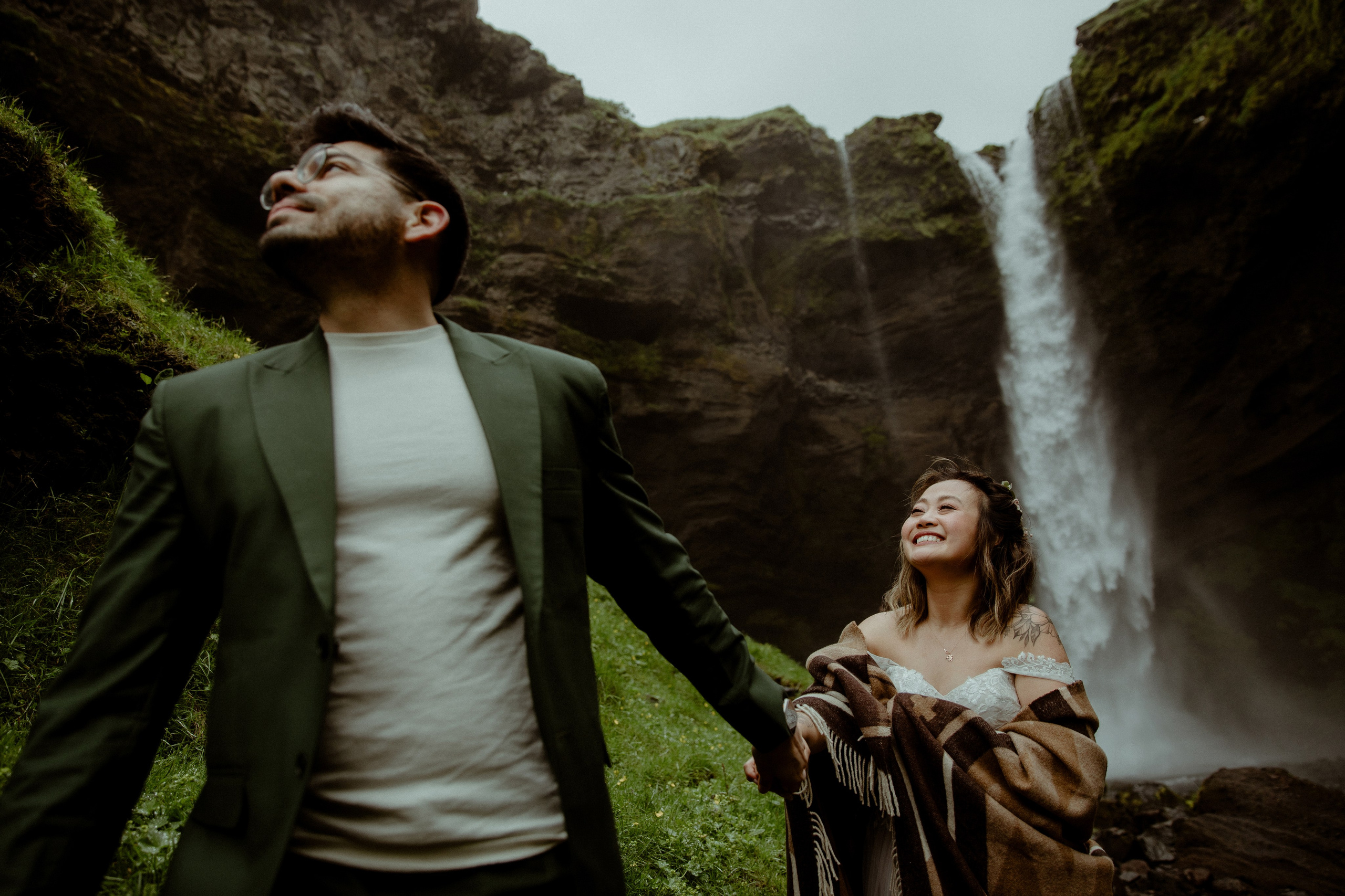 Elopement at Kvernufoss Waterfall. Iceland elopement photo and video | Nikolaichik Photo