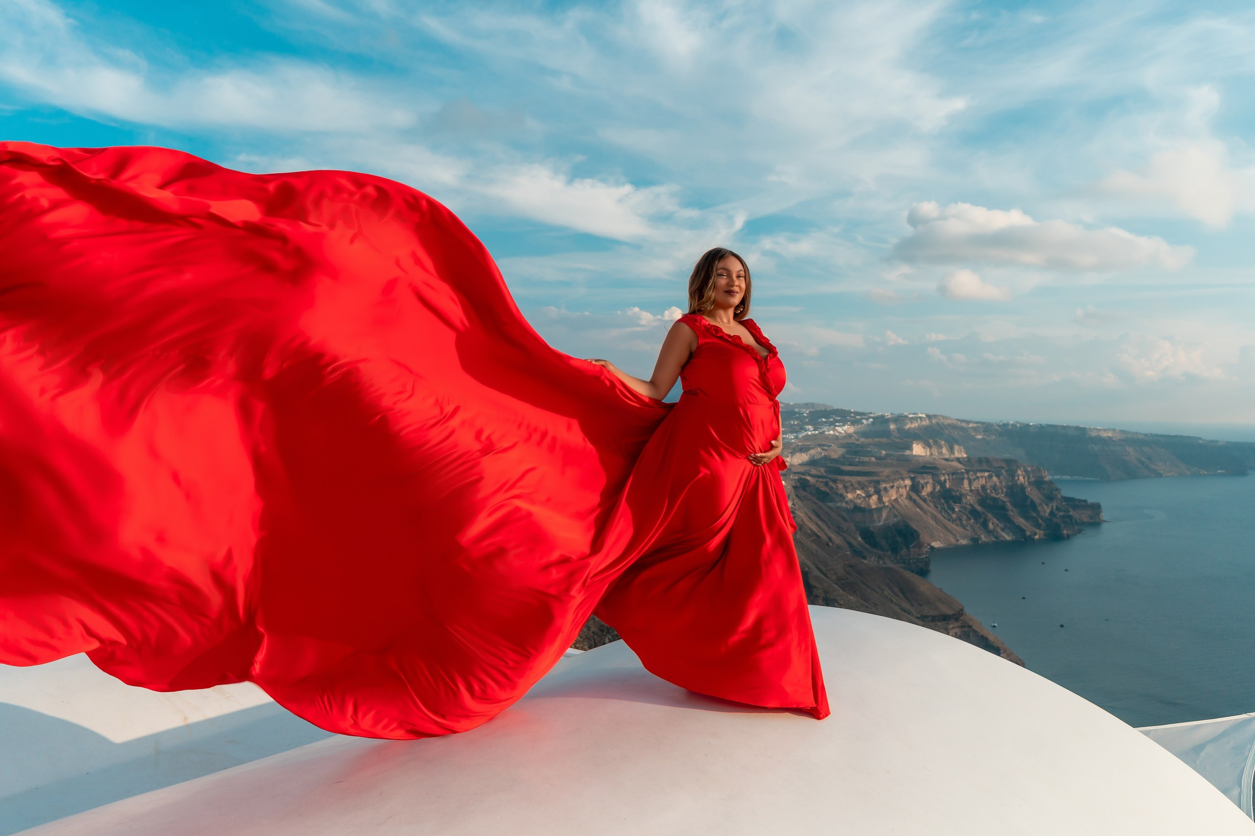 Santorini flying dress. Photographer in Santorini SokoLOVE Alex| Flying Dress Santorini