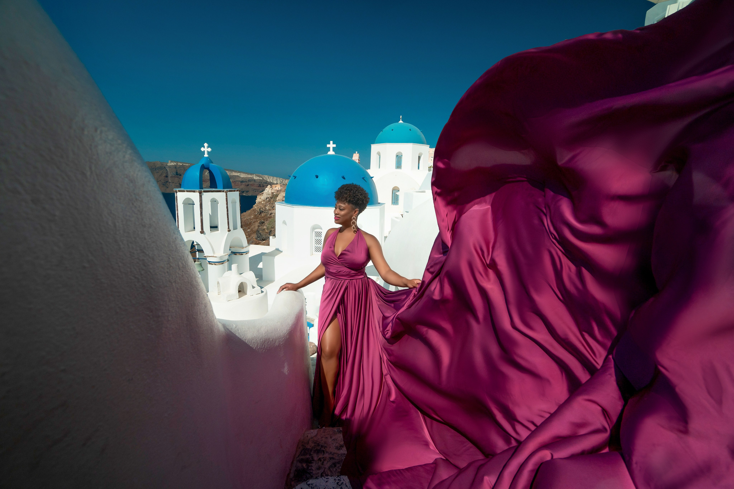 Flying Dress  Santorini. Photographer in Santorini SokoLOVE Alex| Flying Dress Santorini