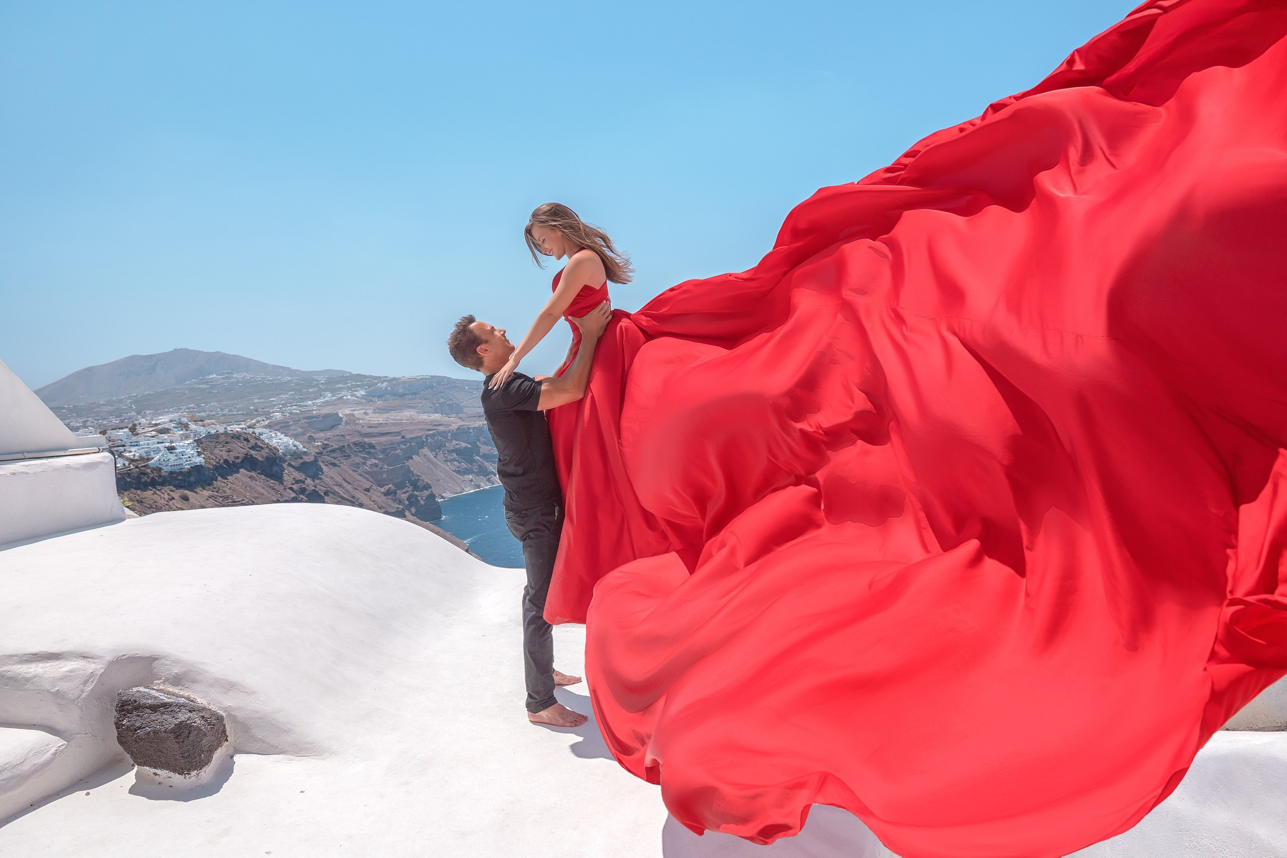Santorini flying dress. Photographer in Santorini SokoLOVE Alex| Flying Dress Santorini