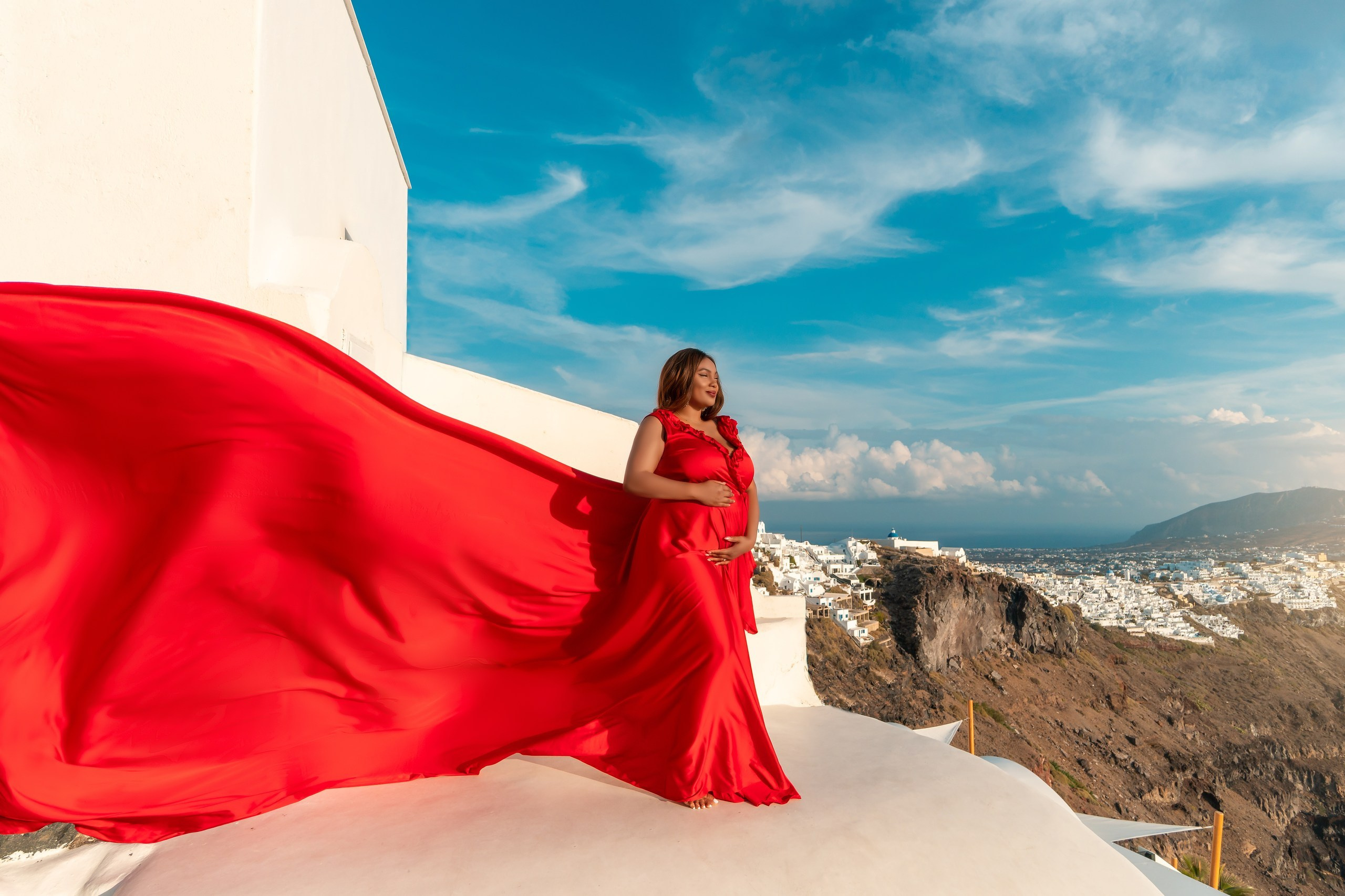 Santorini flying dress. Photographer in Santorini SokoLOVE Alex| Flying Dress Santorini