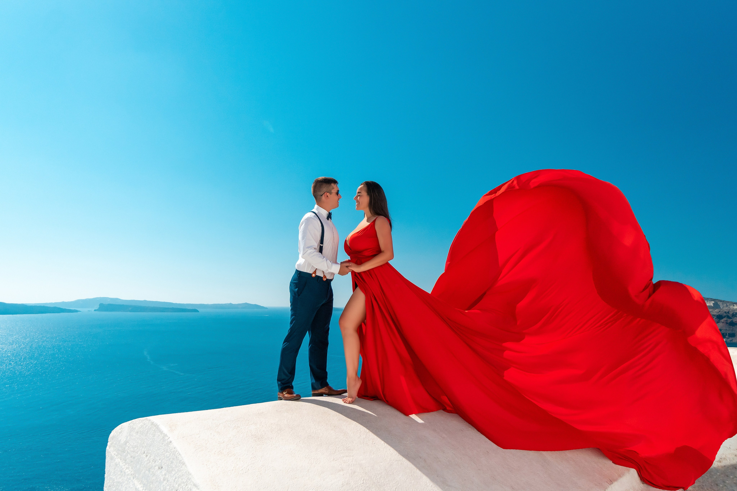 Santorini Photoshoot flying dress