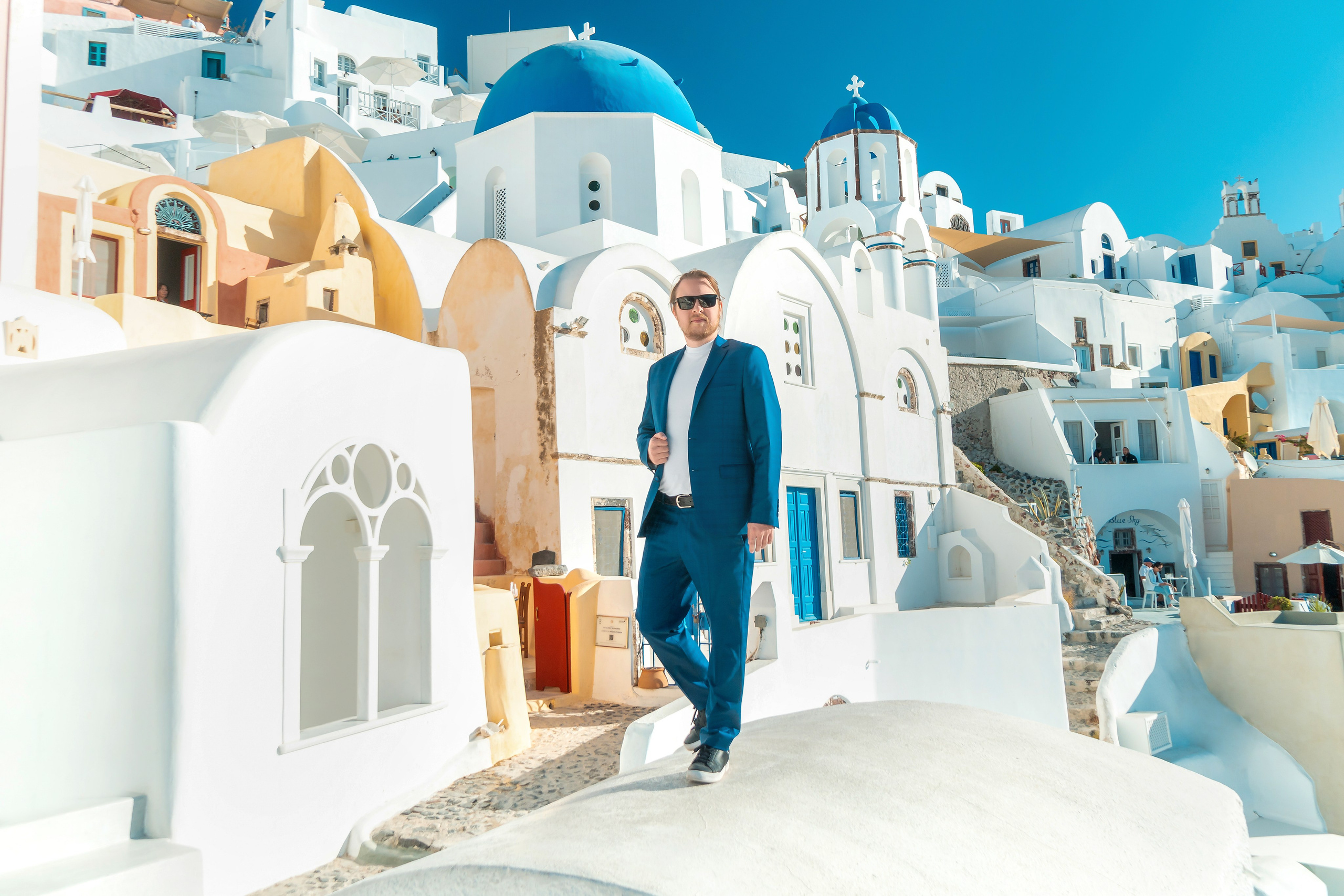 Dark Green Flying Dress Backless Santorini Photoshoot Gown. Photographer in Santorini SokoLOVE Alex| Flying Dress Santorini