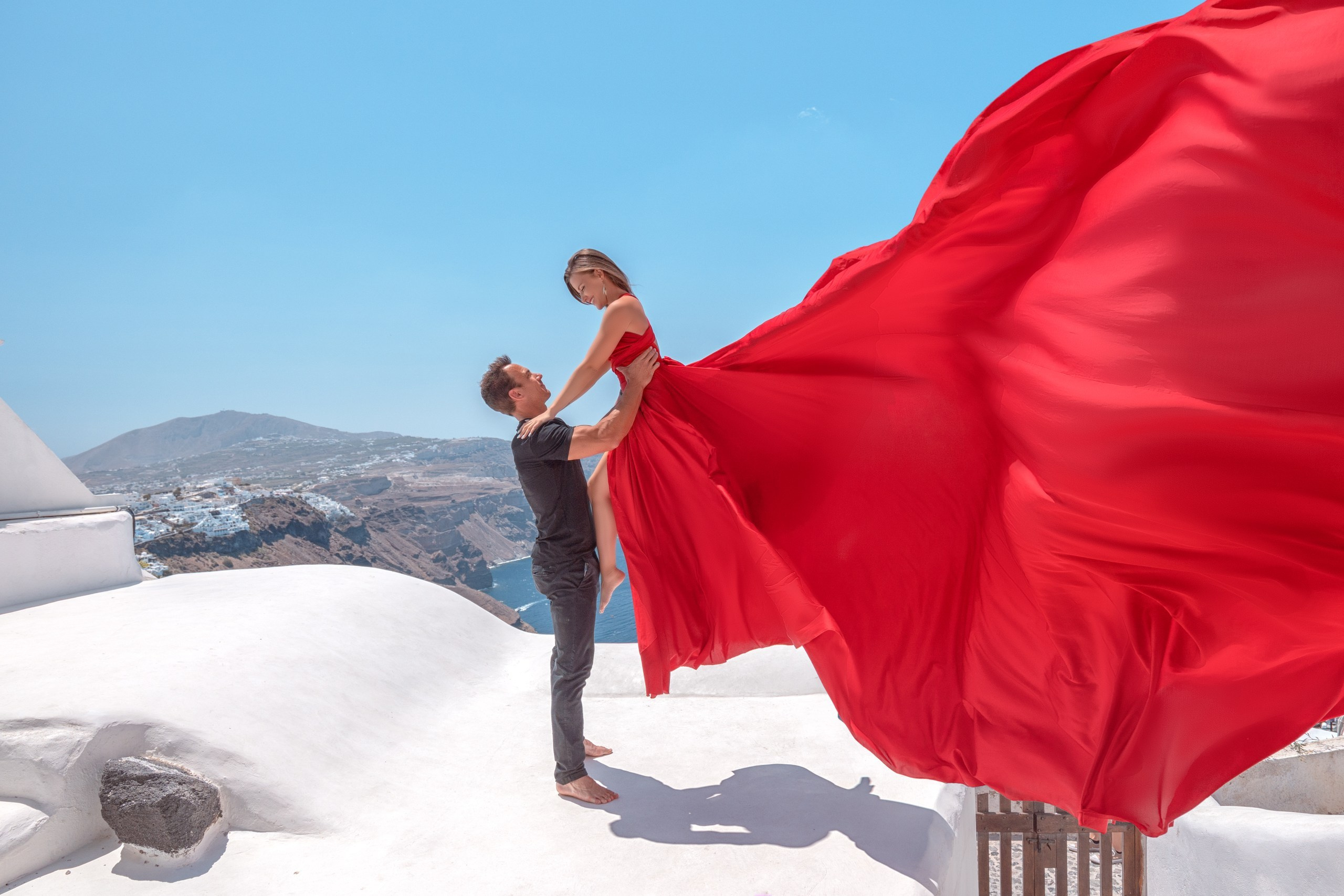 Santorini flying dress. Photographer in Santorini SokoLOVE Alex| Flying Dress Santorini