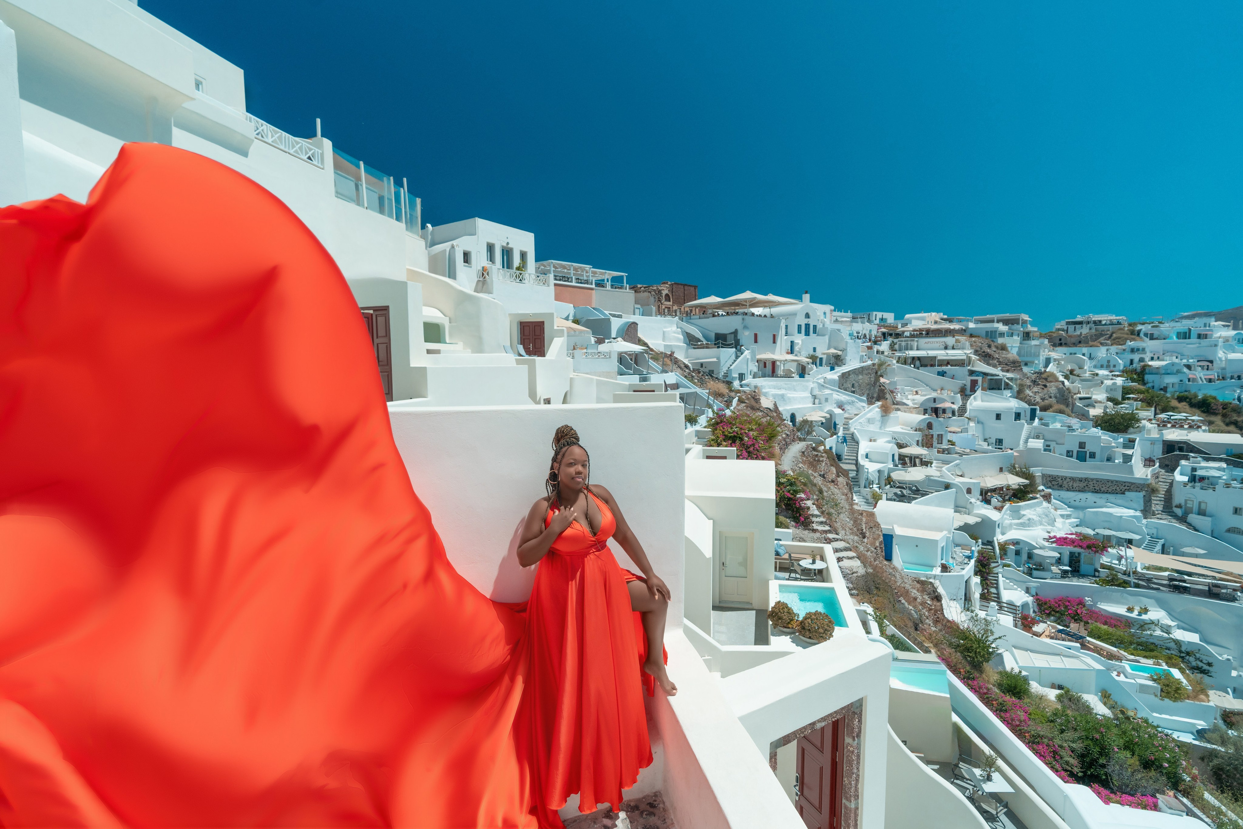 Santorini Flying Dresses Rental catalog price. Photographer in Santorini SokoLOVE Alex| Flying Dress Santorini