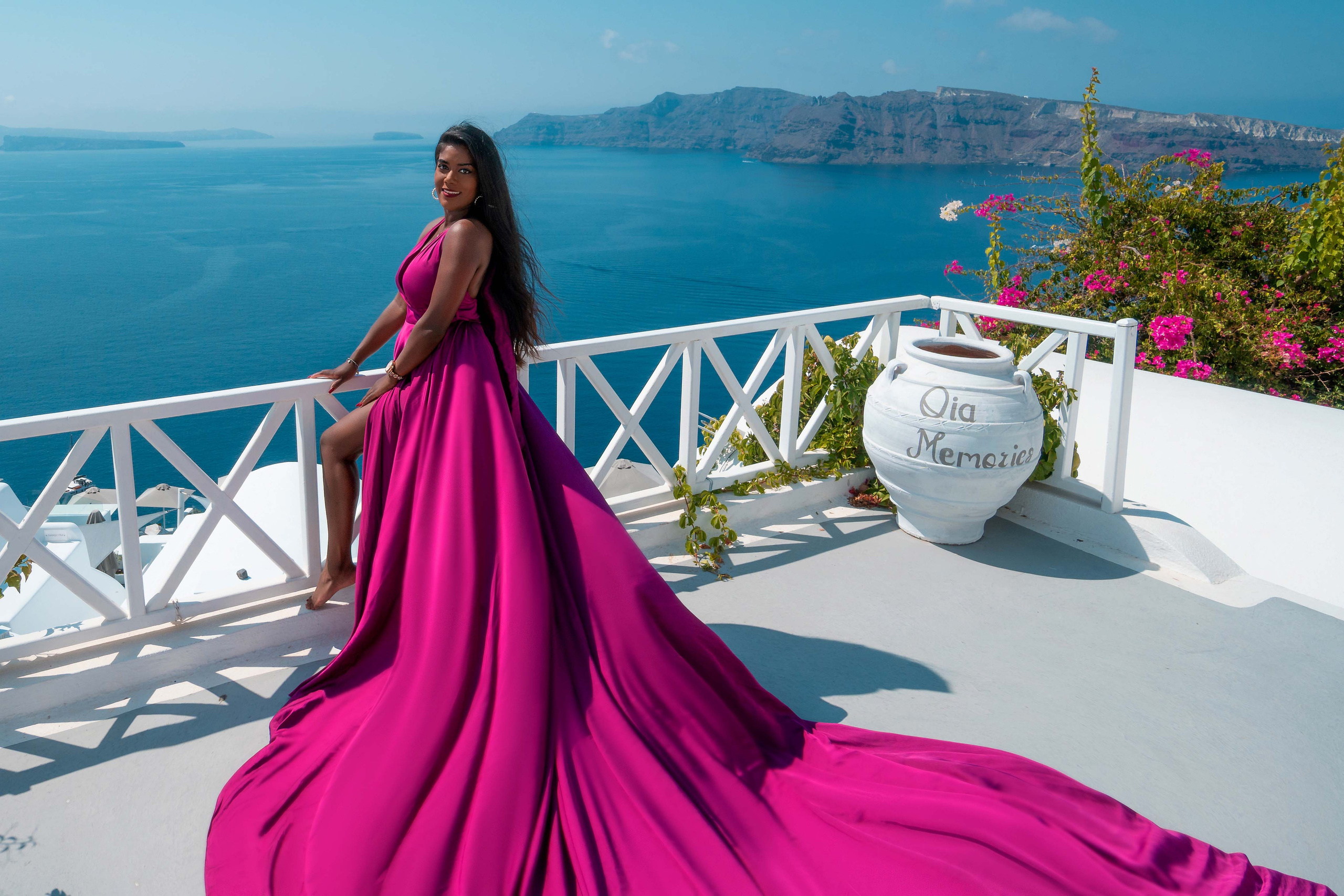 Purple Flying Dress in Santorini