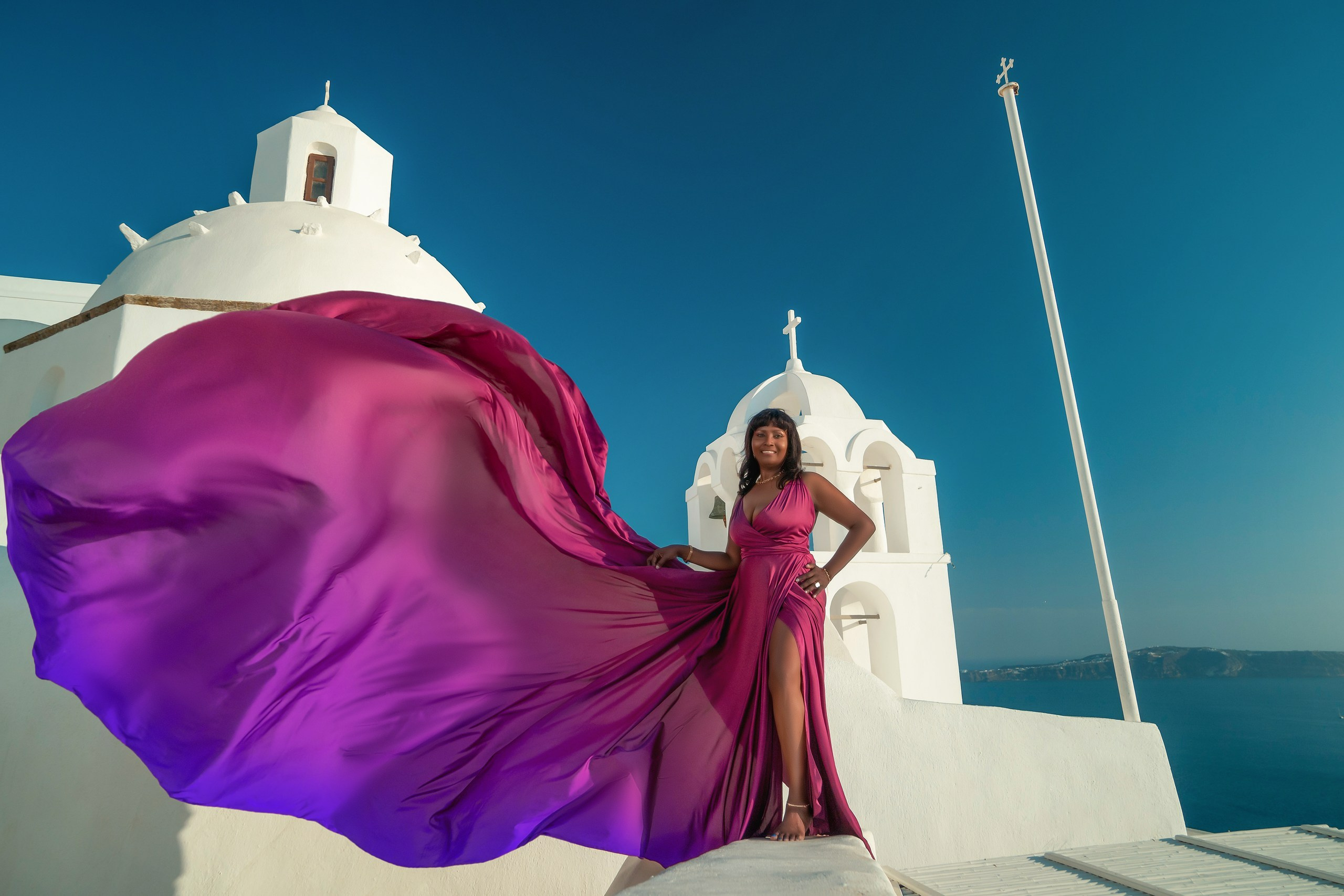 Santorini flying dress. Photographer in Santorini SokoLOVE Alex| Flying Dress Santorini