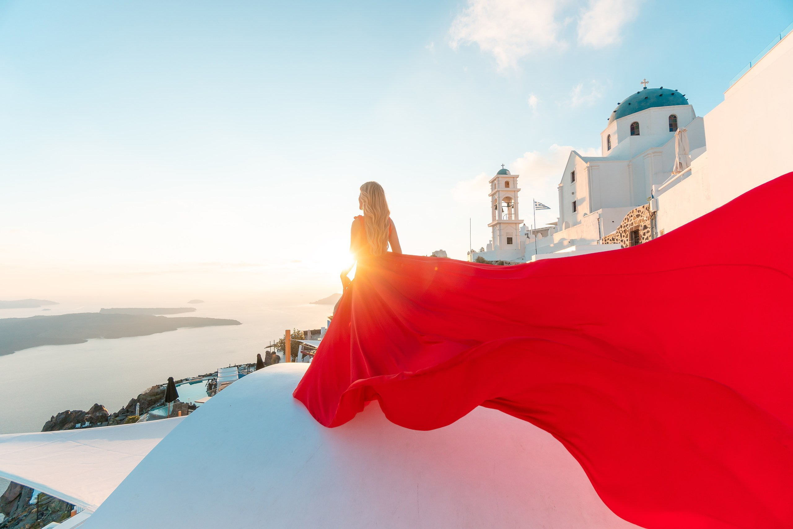 Santorini flying dress. Photographer in Santorini SokoLOVE Alex| Flying Dress Santorini