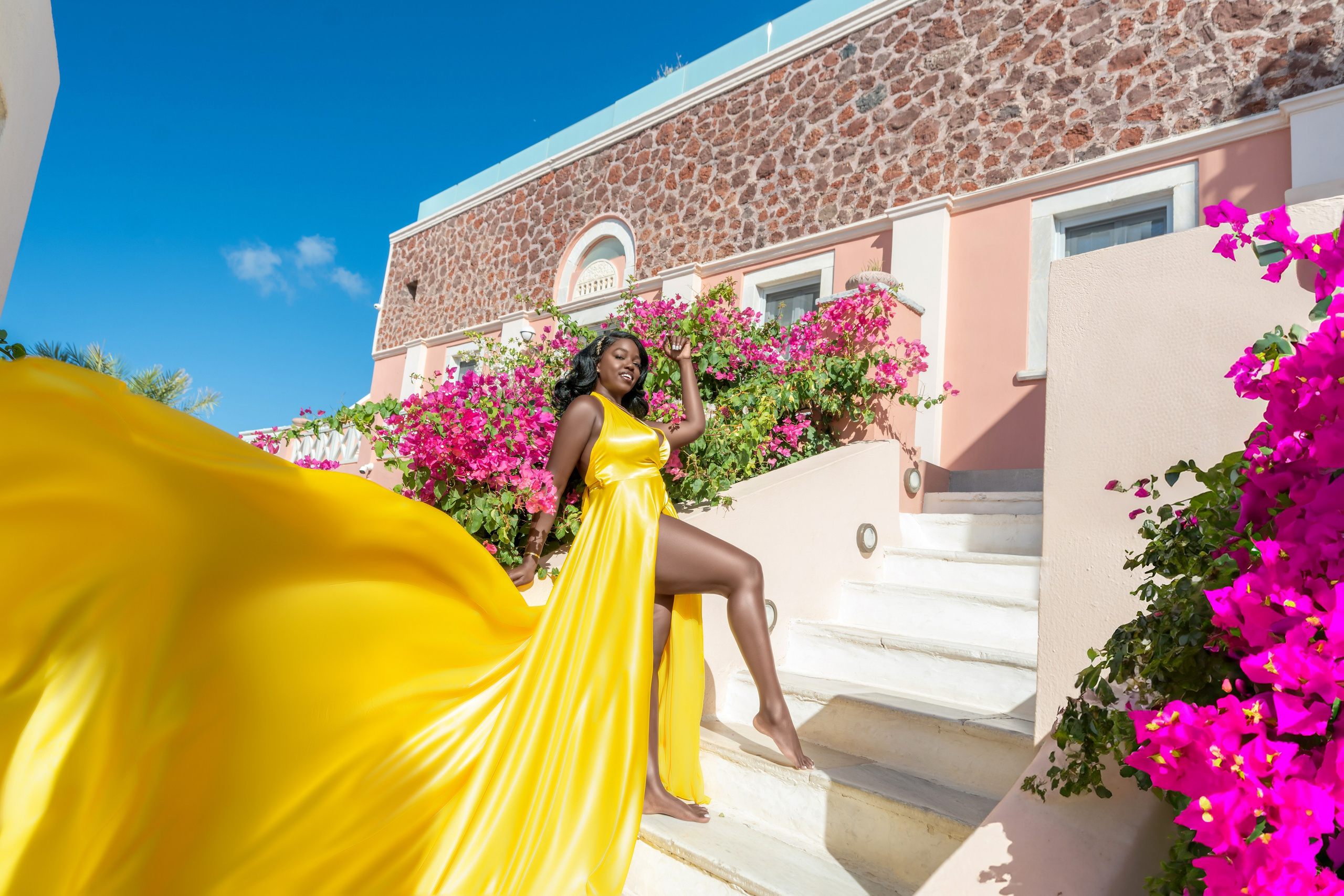 Santorini flying dress. Photographer in Santorini SokoLOVE Alex| Flying Dress Santorini