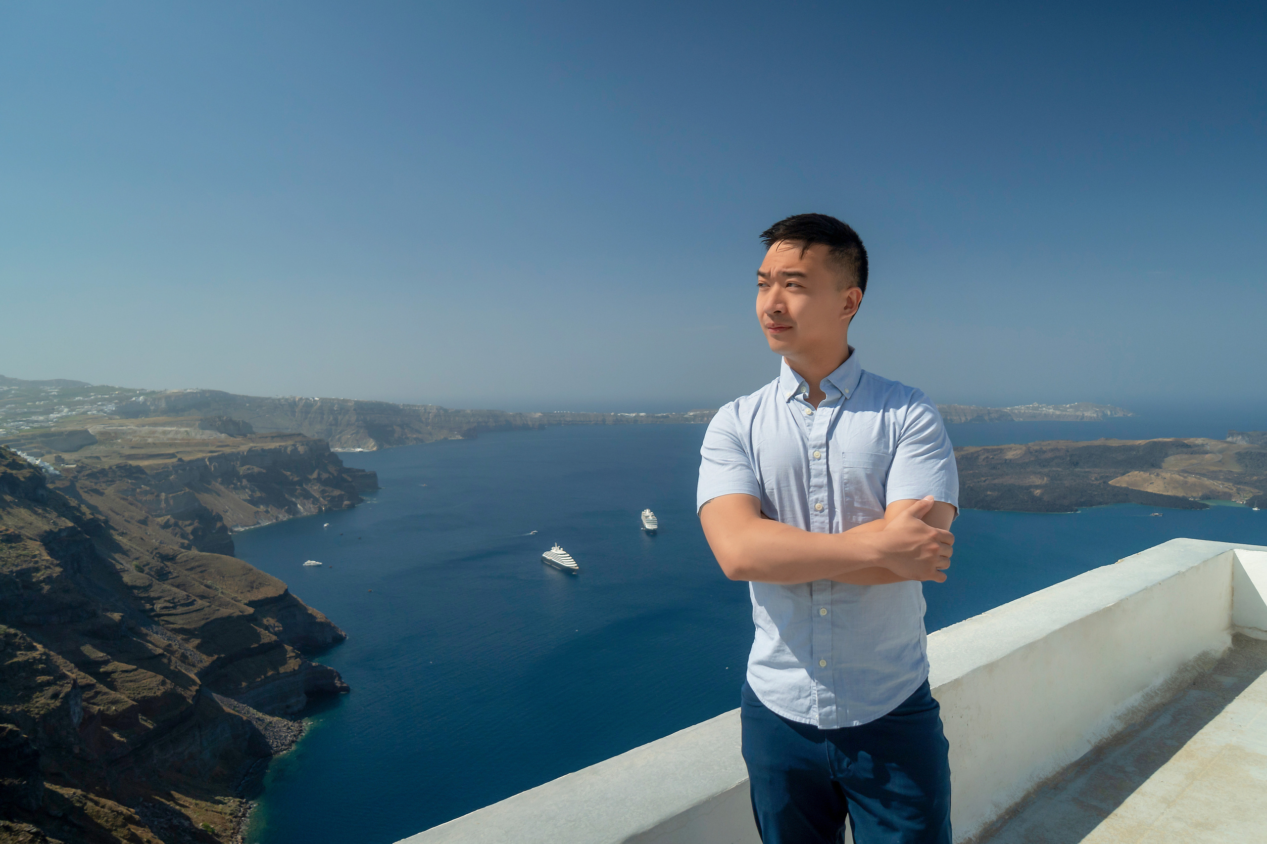 Stunning Photoshoot Experience in Imerovigli, Santorini. Photographer in Santorini SokoLOVE Alex| Flying Dress Santorini